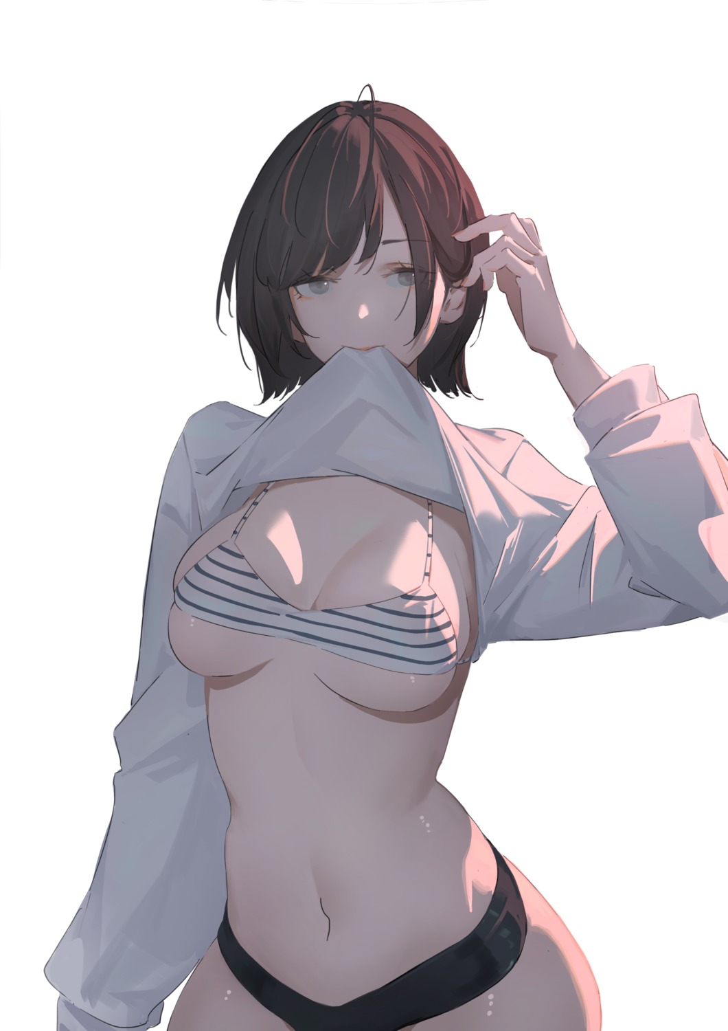 bikini_top huang_(volt0526) shirt_lift swimsuits undressing