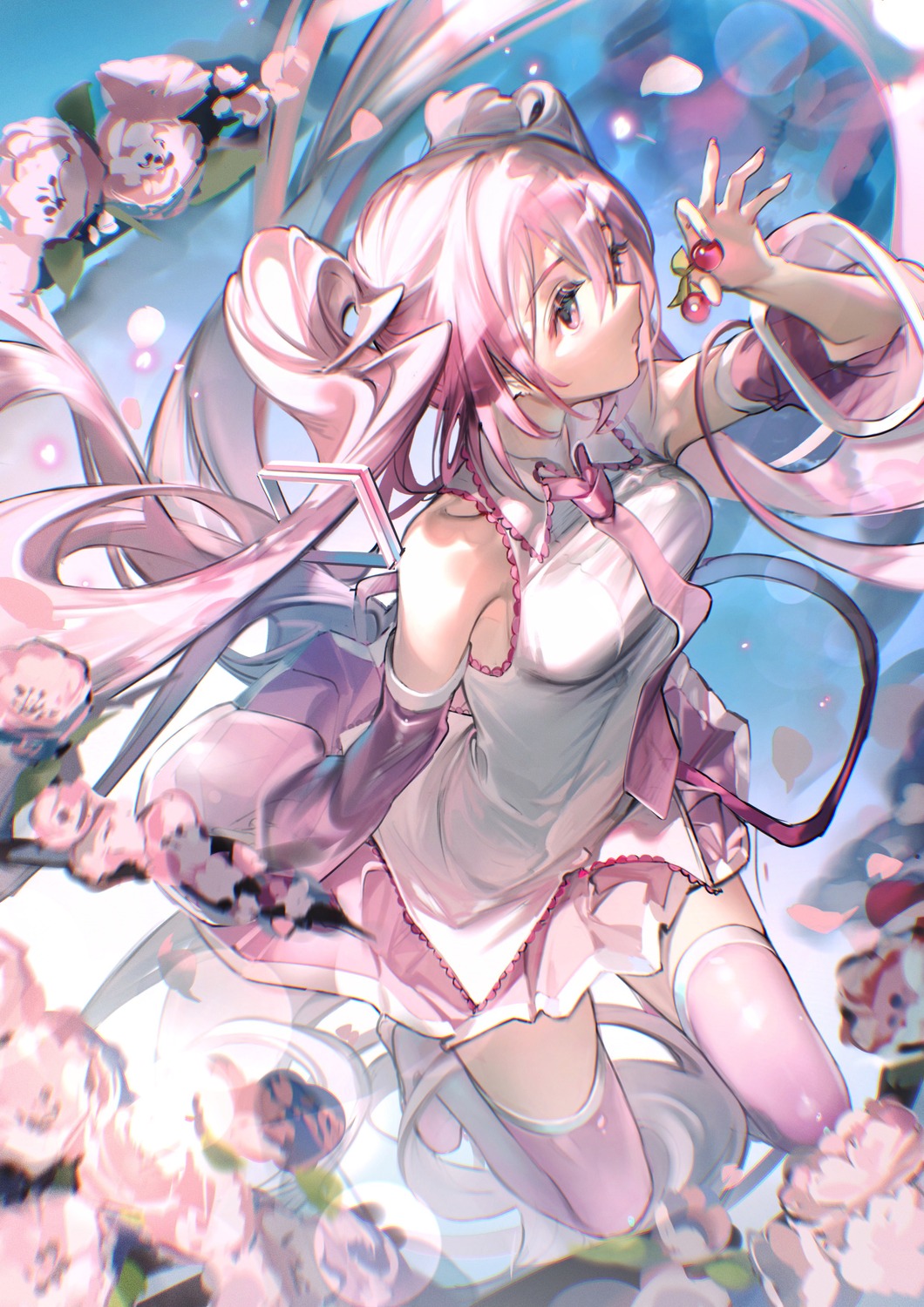 hatsune_miku rumoon sakura_miku thighhighs vocaloid