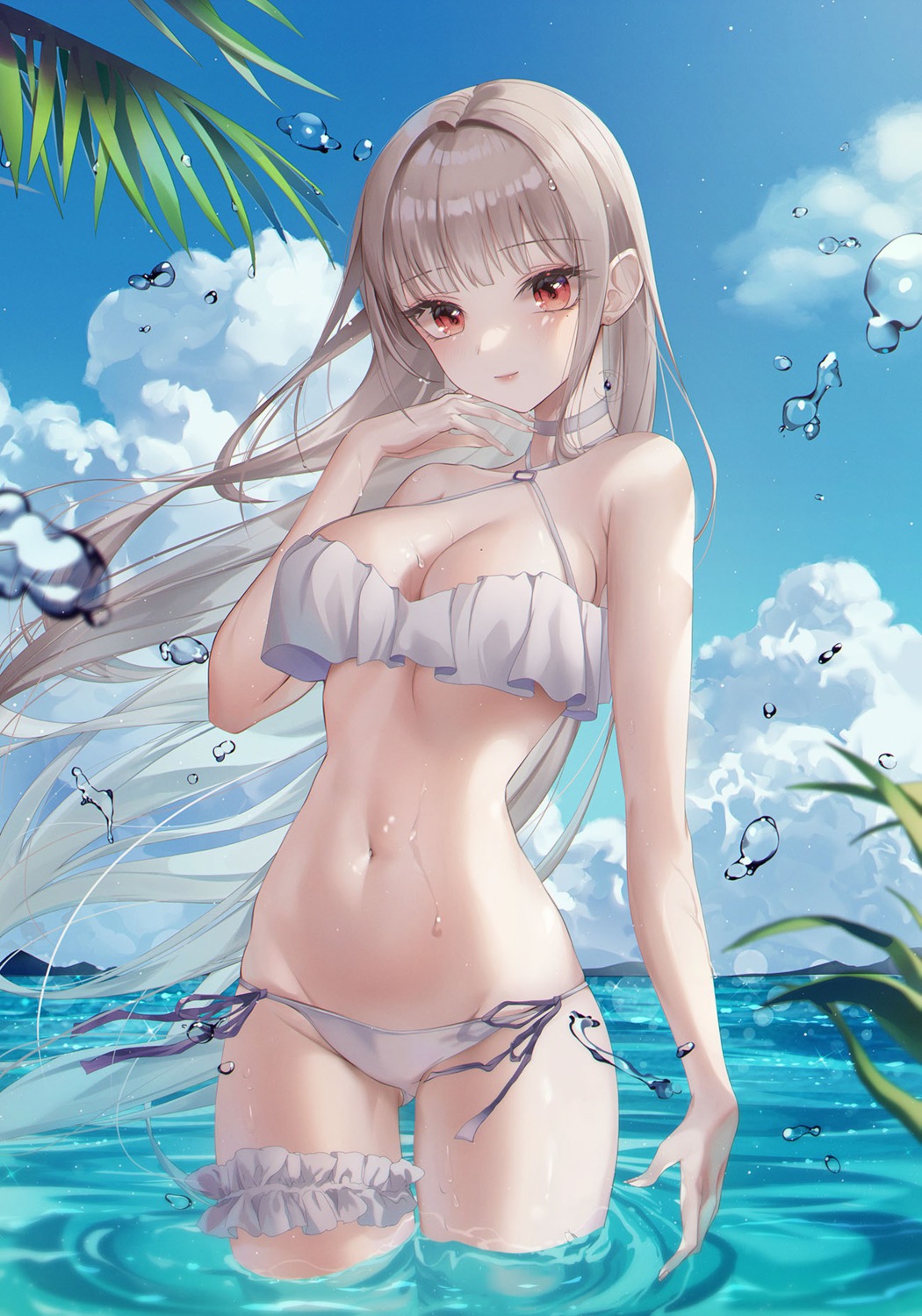 bikini garter rine_(rine_on) swimsuits wet