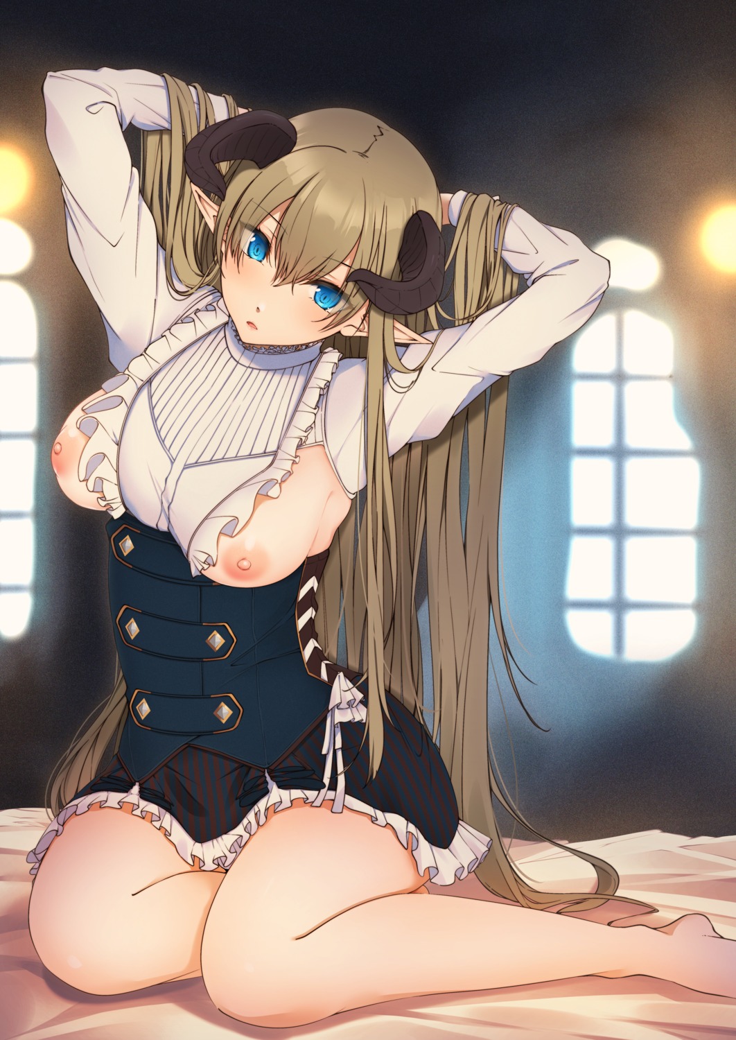 breasts foley_anden horns nipples no_bra pointy_ears