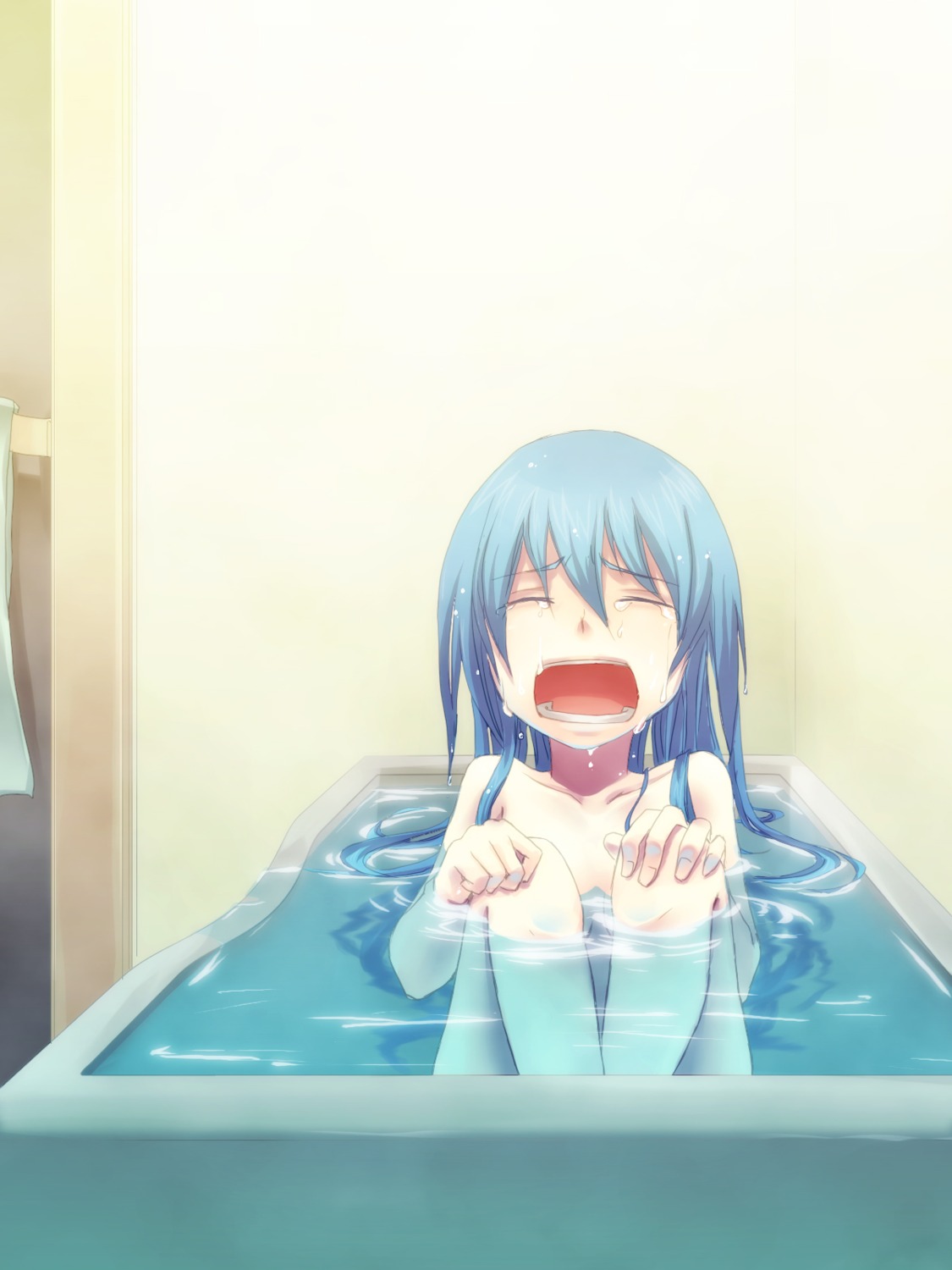 bathing hatsune_miku naked tsubaki_ki vocaloid wet
