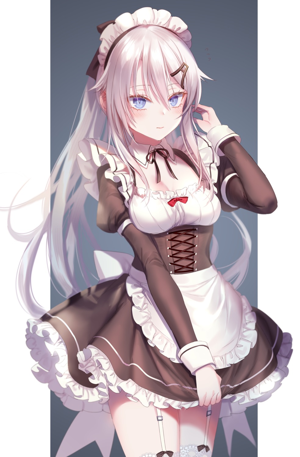 9a-91_(girls_frontline) cleavage girls_frontline maid pottsness stockings thighhighs