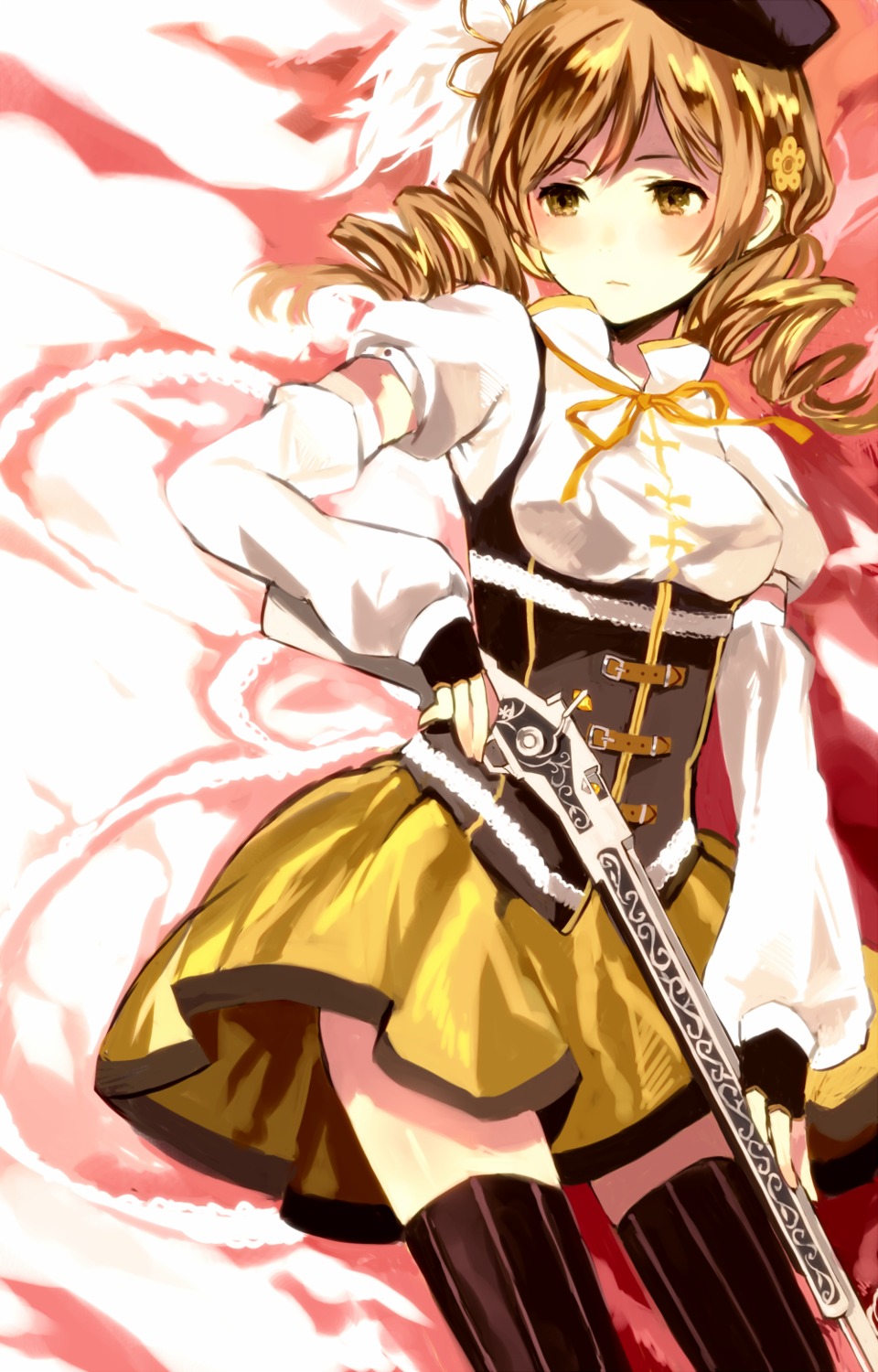 gun puella_magi_madoka_magica tantan thighhighs tomoe_mami