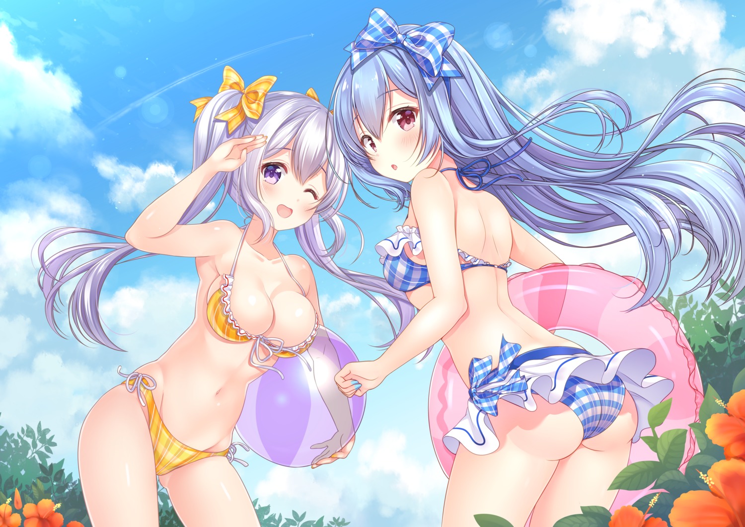 aoba_chise aoba_project aoba_rena ass bikini sakura_moyon swimsuits