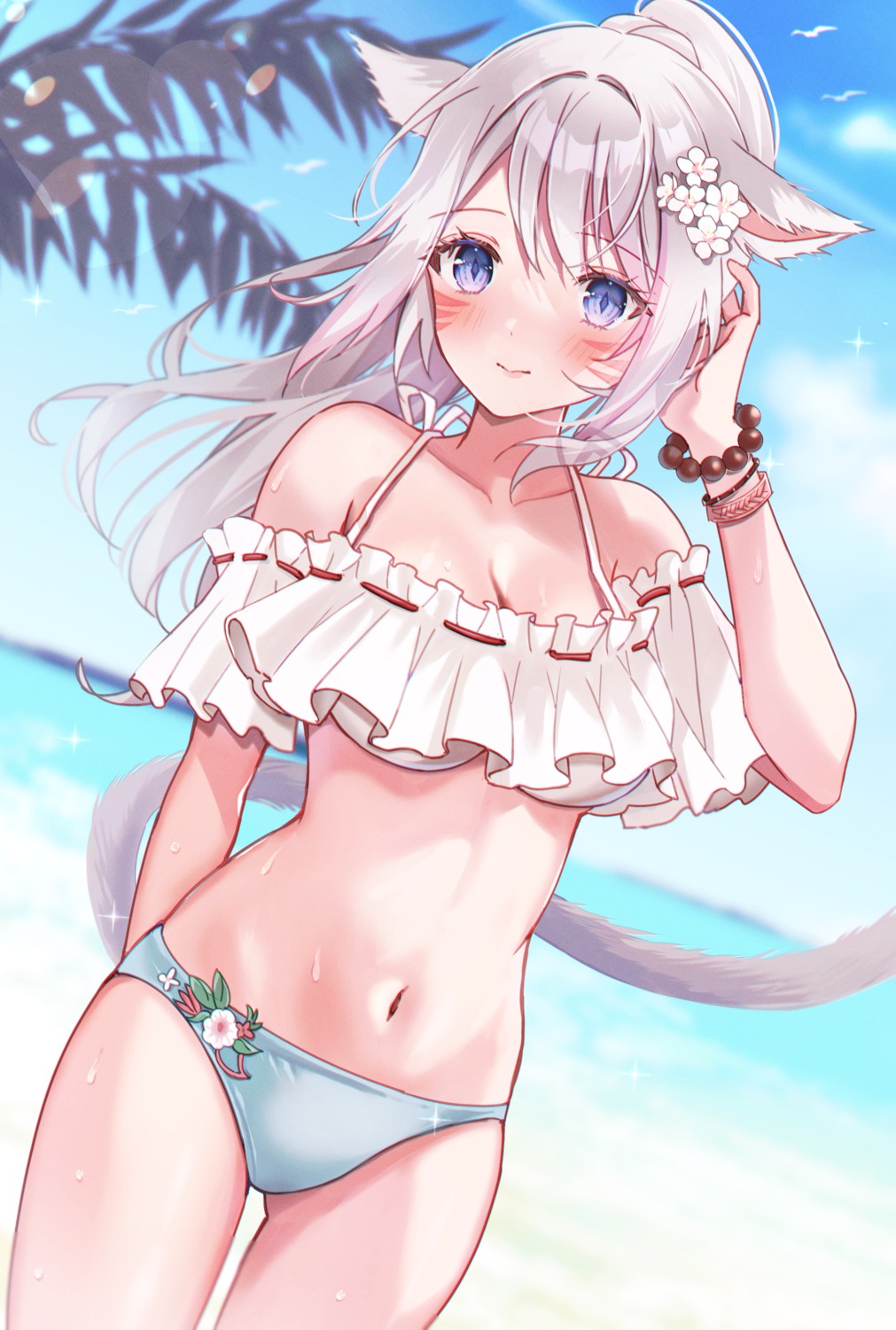 animal_ears bikini final_fantasy final_fantasy_xiv miqo'te nekomimi su2525 swimsuits tail