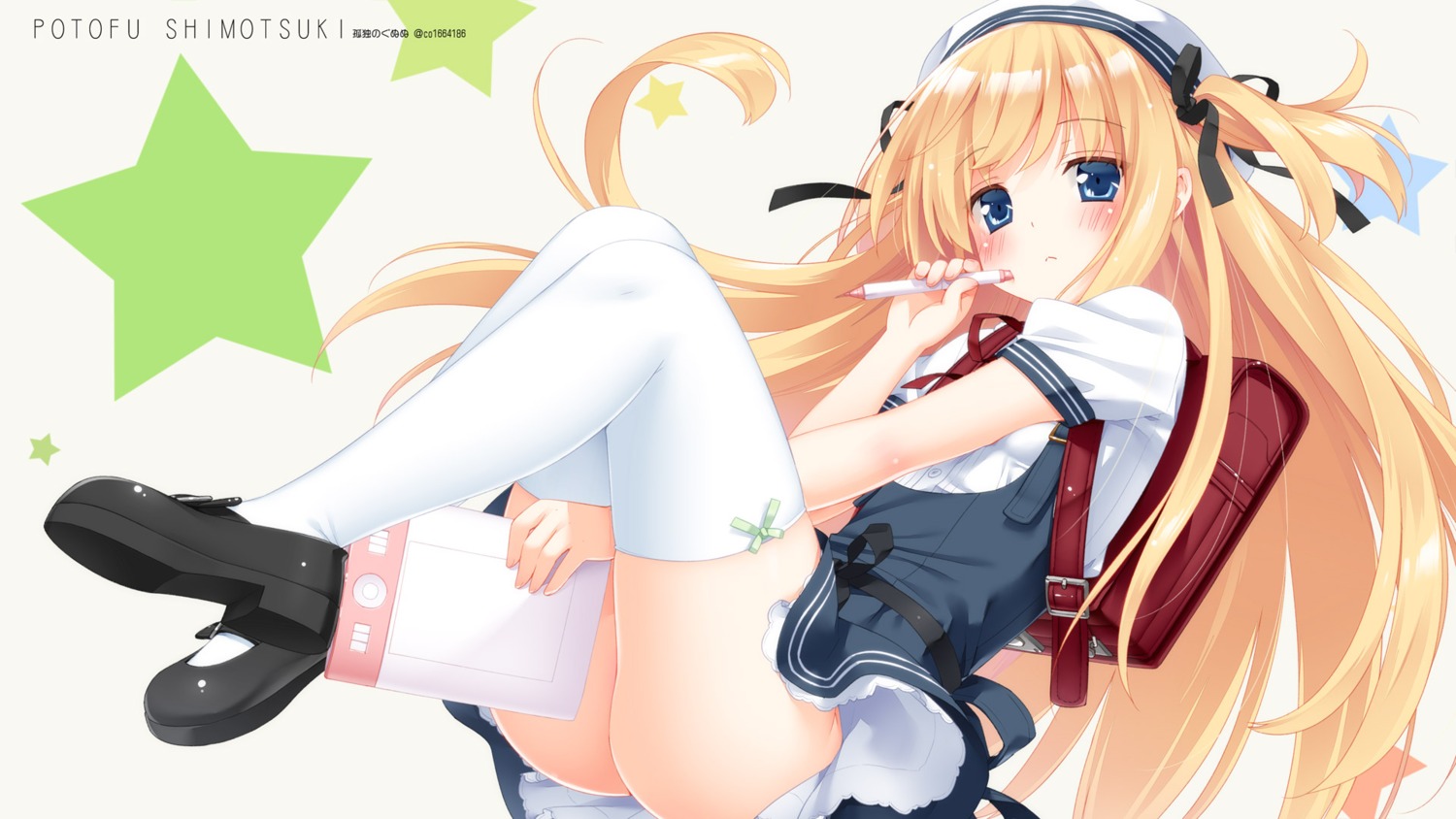 jpeg_artifacts kani_biimu nopan seifuku shimotsuki_potofu thighhighs wallpaper