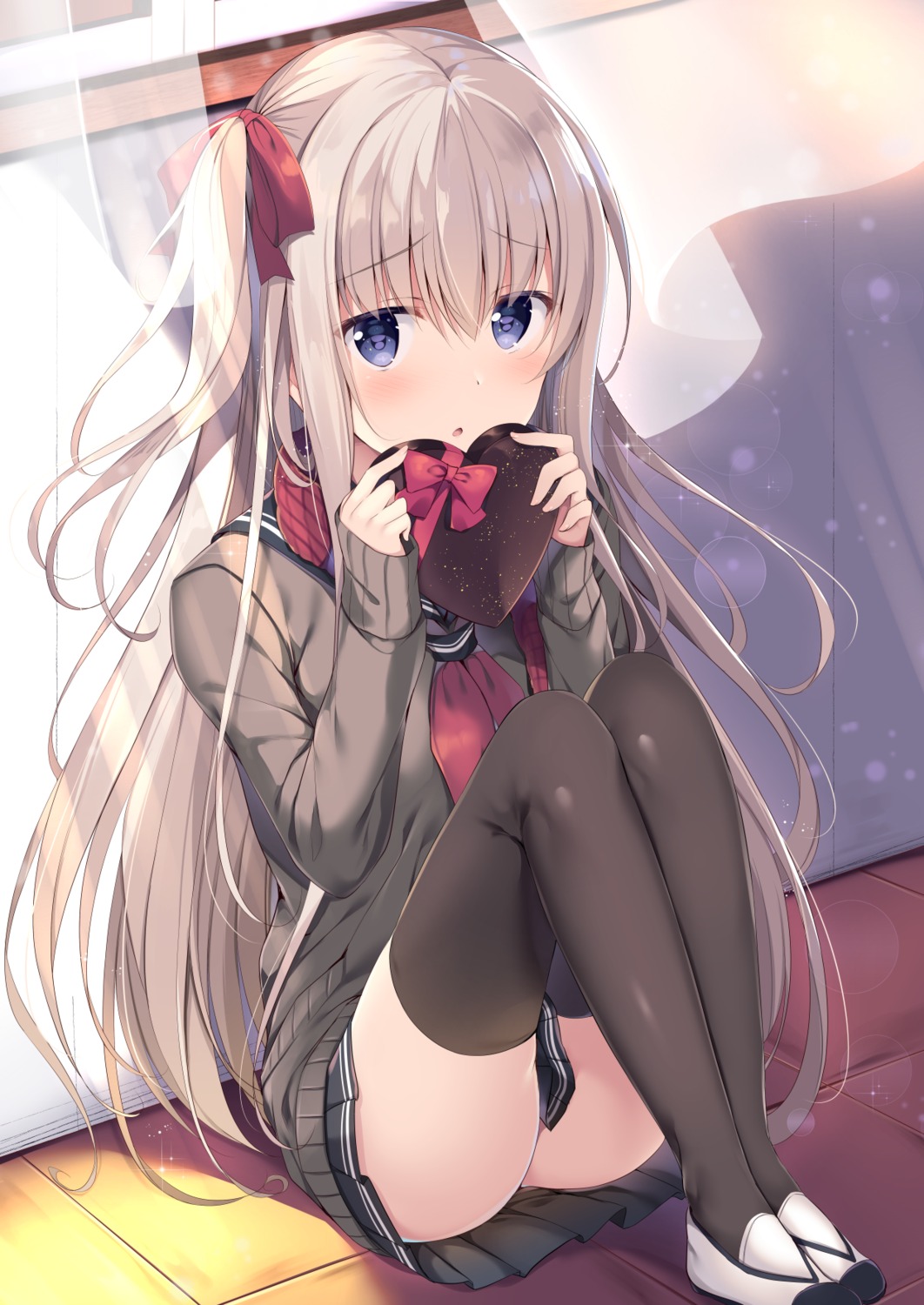 seifuku skirt_lift sweater thighhighs tomoo valentine