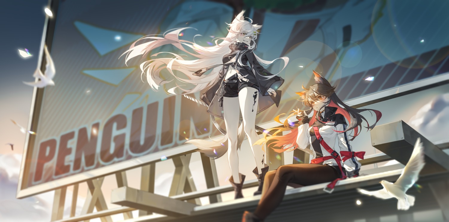 animal_ears arknights lappland_(arknights) pantyhose tail texas_(arknights) tuzhate