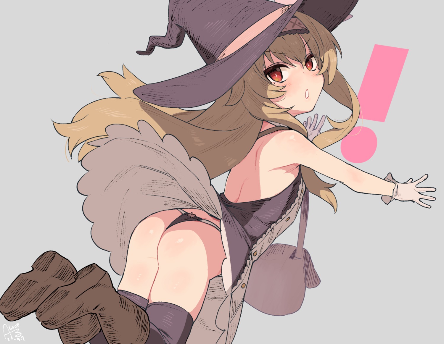 ass dress little_witch_nobeta loli no_bra nobeta pantsu rkrk skirt_lift thighhighs thong witch