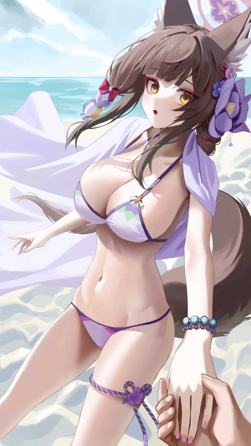 animal_ears bikini blue_archive garter halo kitsune kosaka_wakamo re-leaf swimsuits