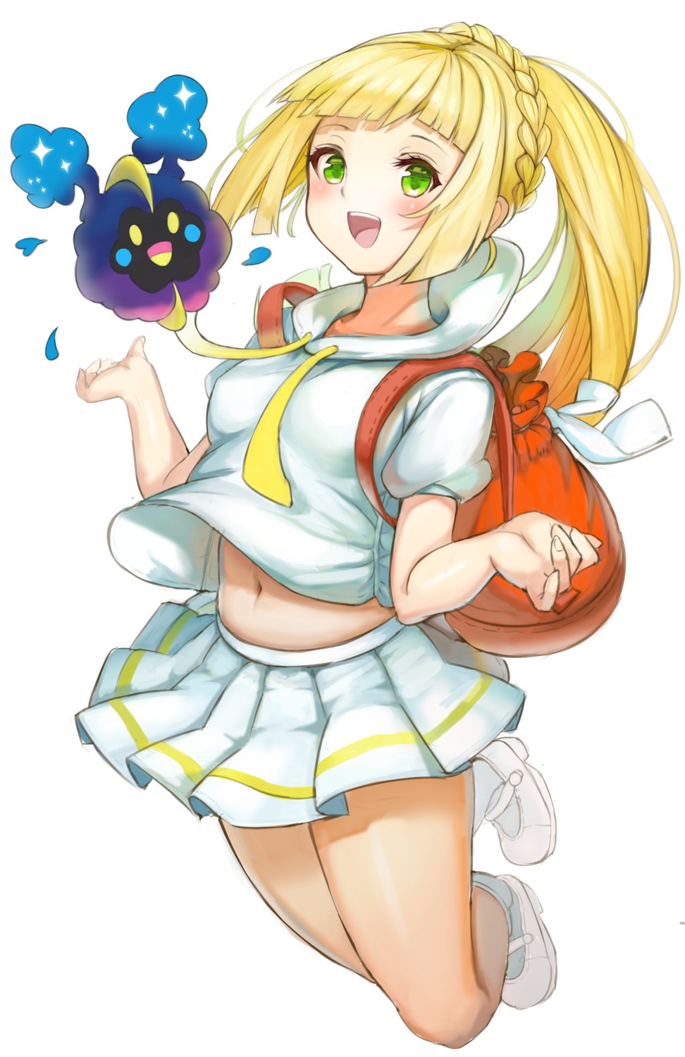 cosmog hukahire0120 lillie_(pokemon) pokemon pokemon_sm pokemon_usum shirt_lift skirt_lift