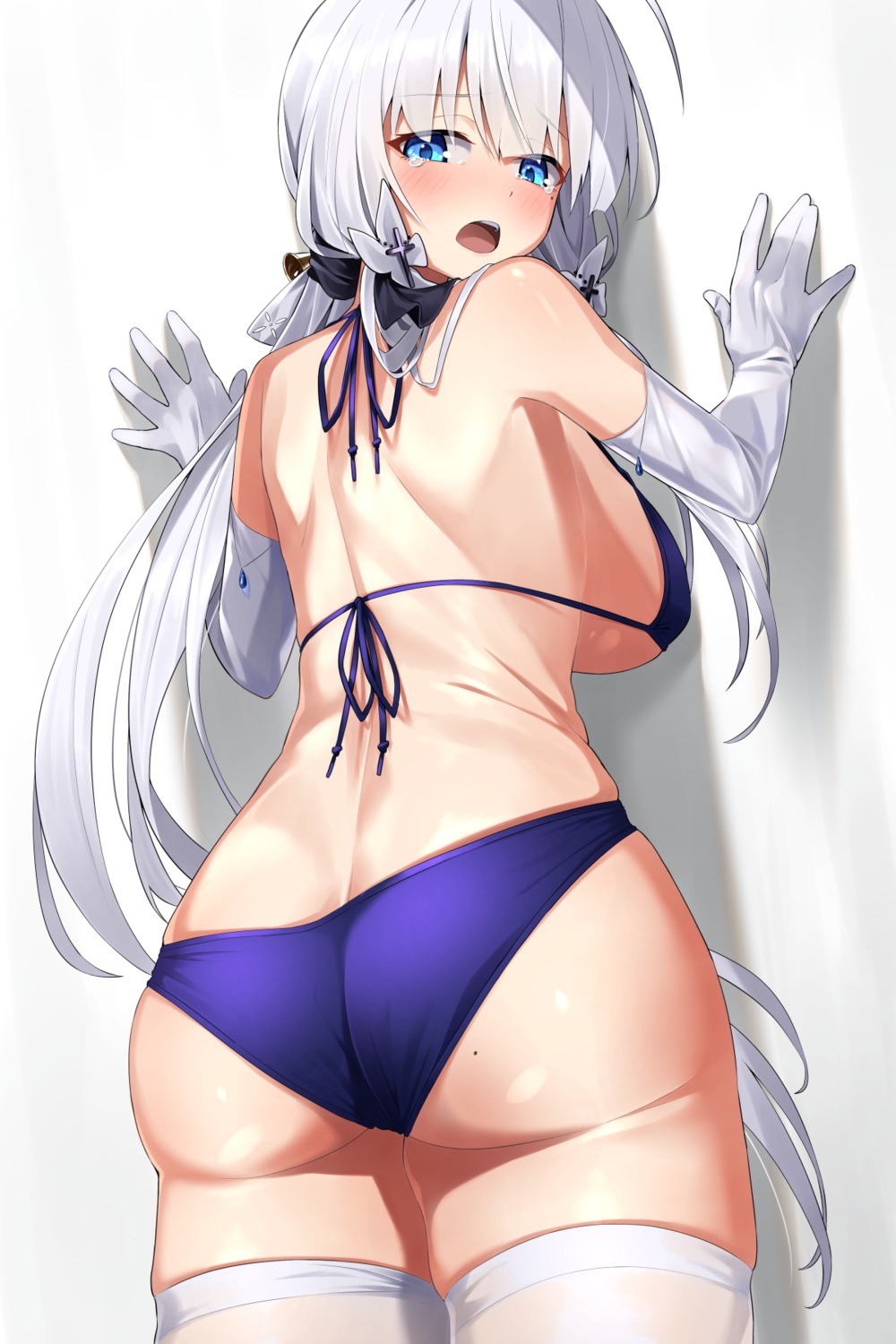 ass azur_lane bikini erect_nipples greenkohgen illustrious_(azur_lane) swimsuits thighhighs