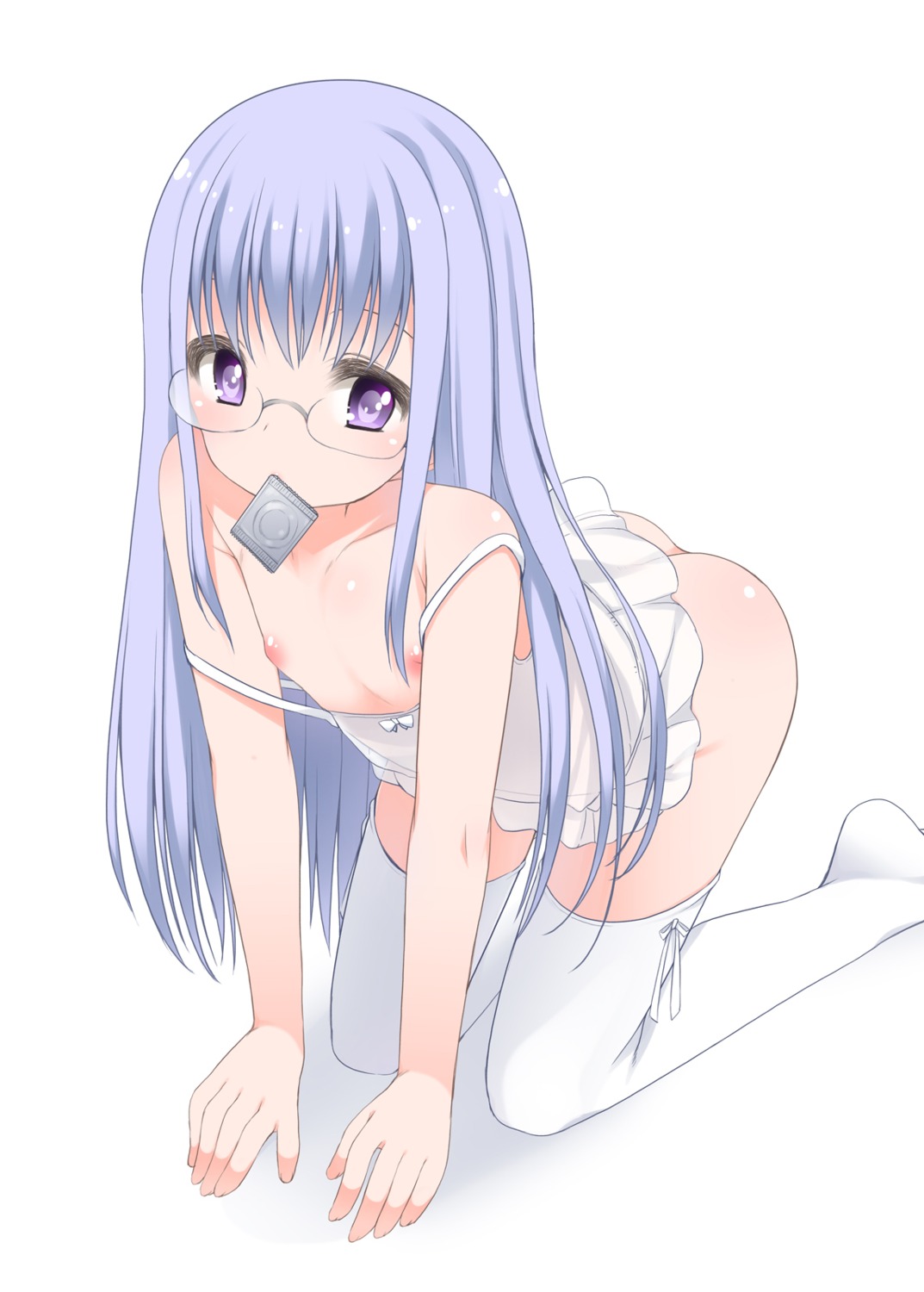 breasts lingerie loli megane nagatsuka_saki nipples nopan ro-kyu-bu! shouji_ayumu thighhighs