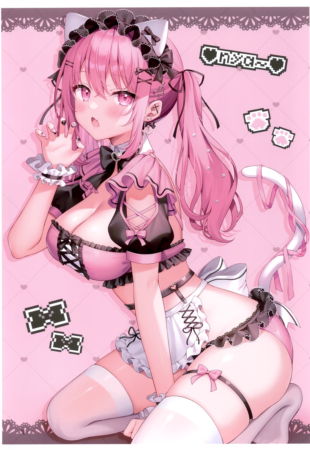 animal_ears garter nekomimi no_bra pantsu shiono_room siooooono tail thighhighs