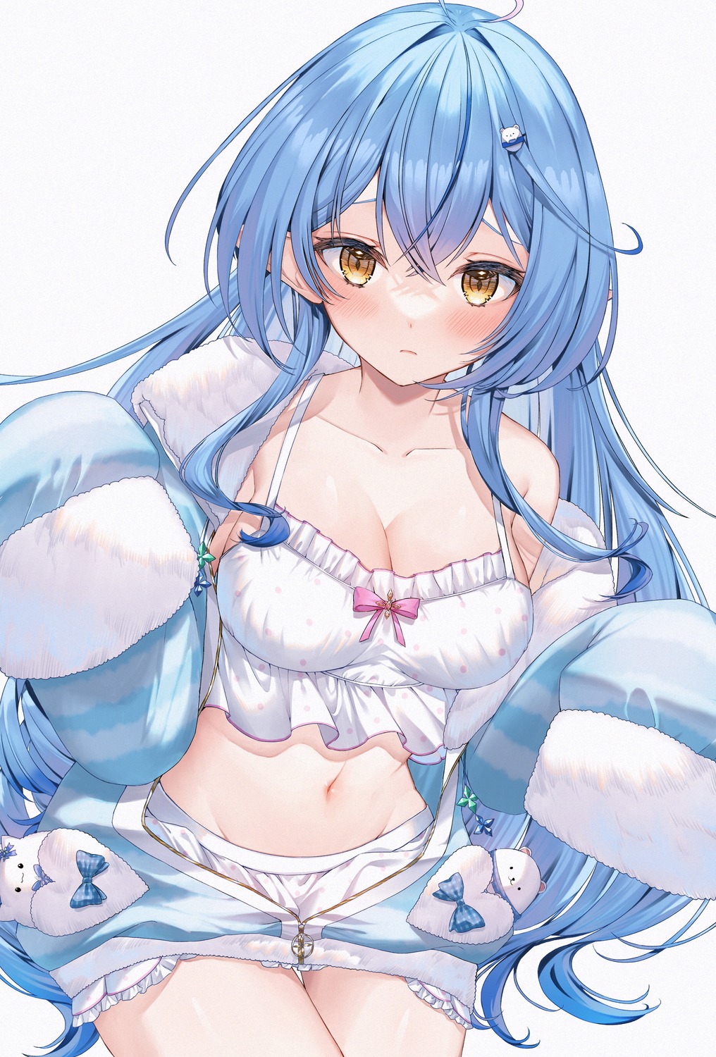 cleavage hololive lingerie pajama pointy_ears runlan_0329 yukihana_lamy