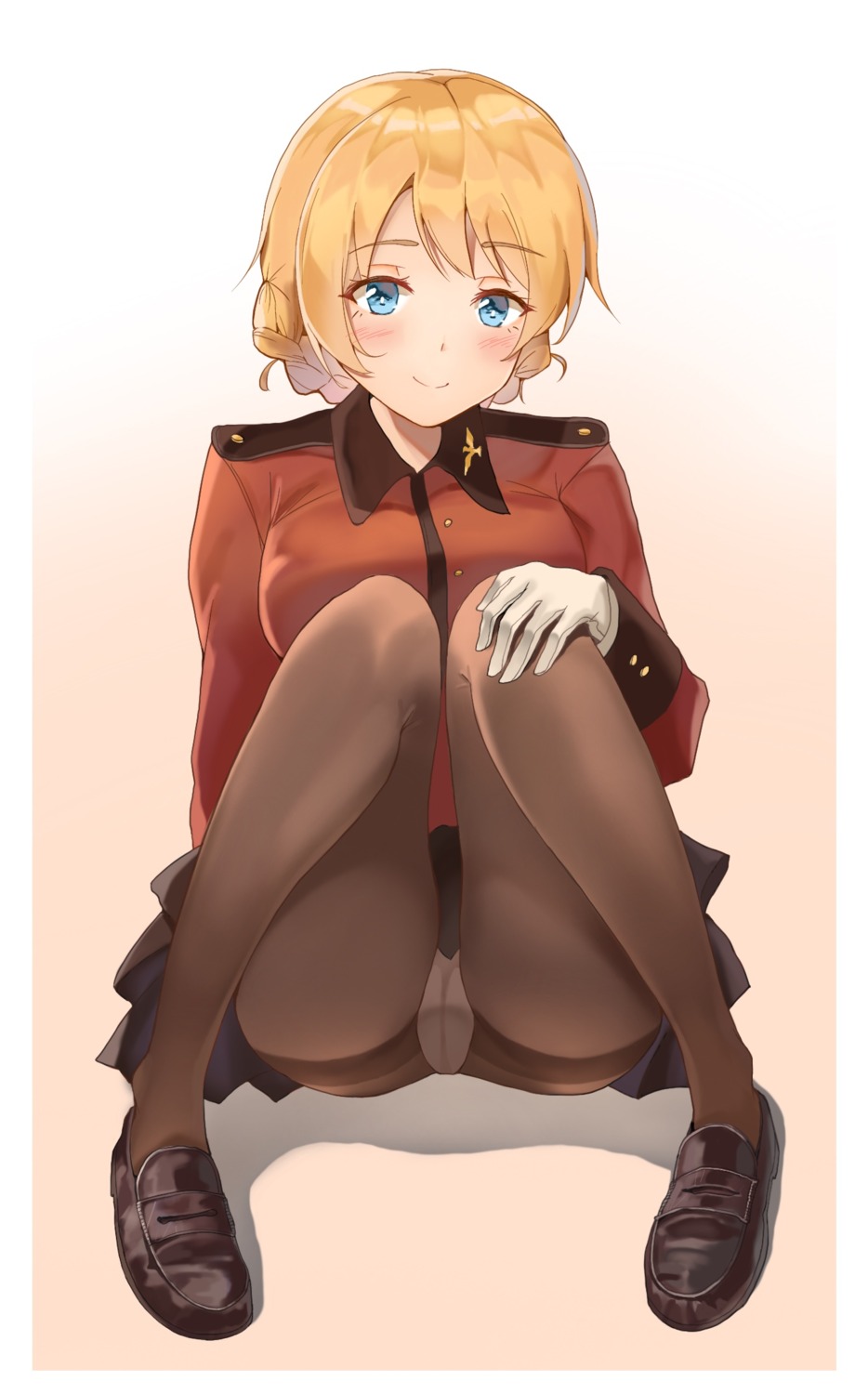 cameltoe darjeeling girls_und_panzer pantsu pantyhose skirt_lift unicron_(brous) uniform