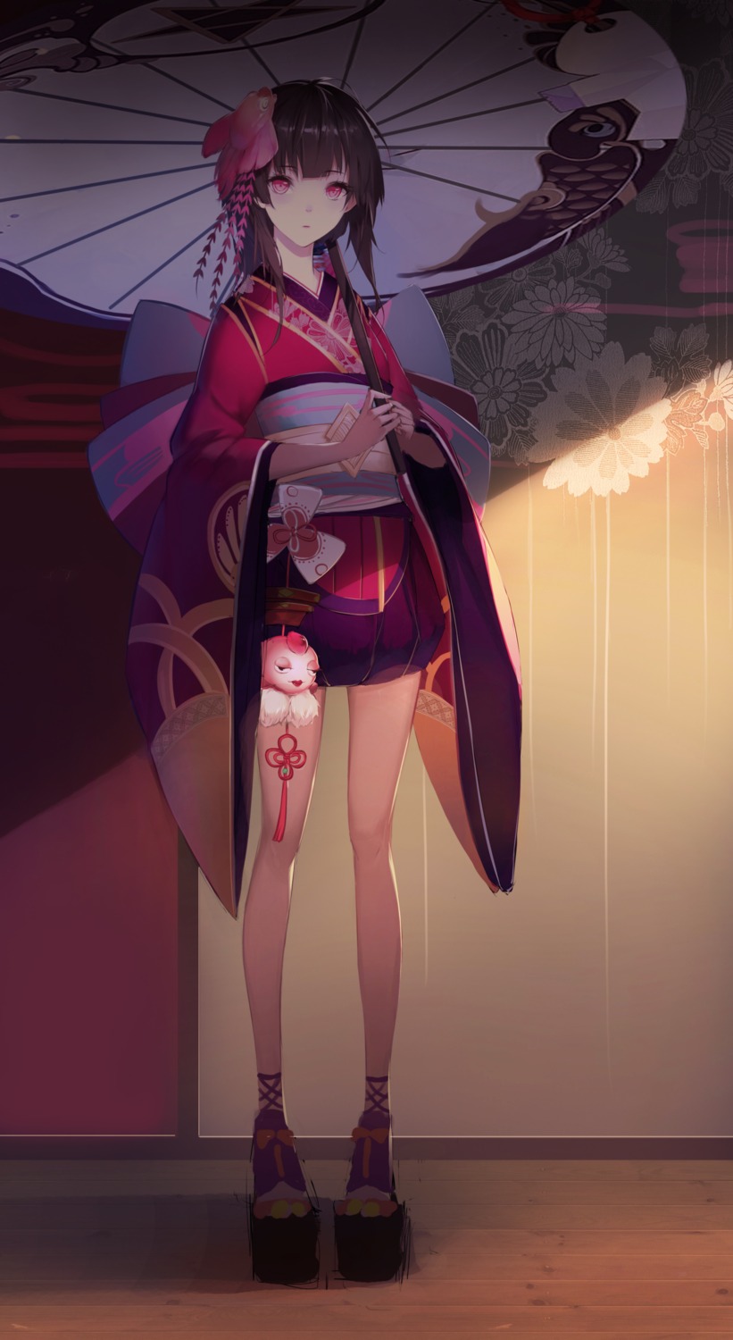 japanese_clothes junpakuteki_touga kagura_(onmyouji) onmyouji umbrella