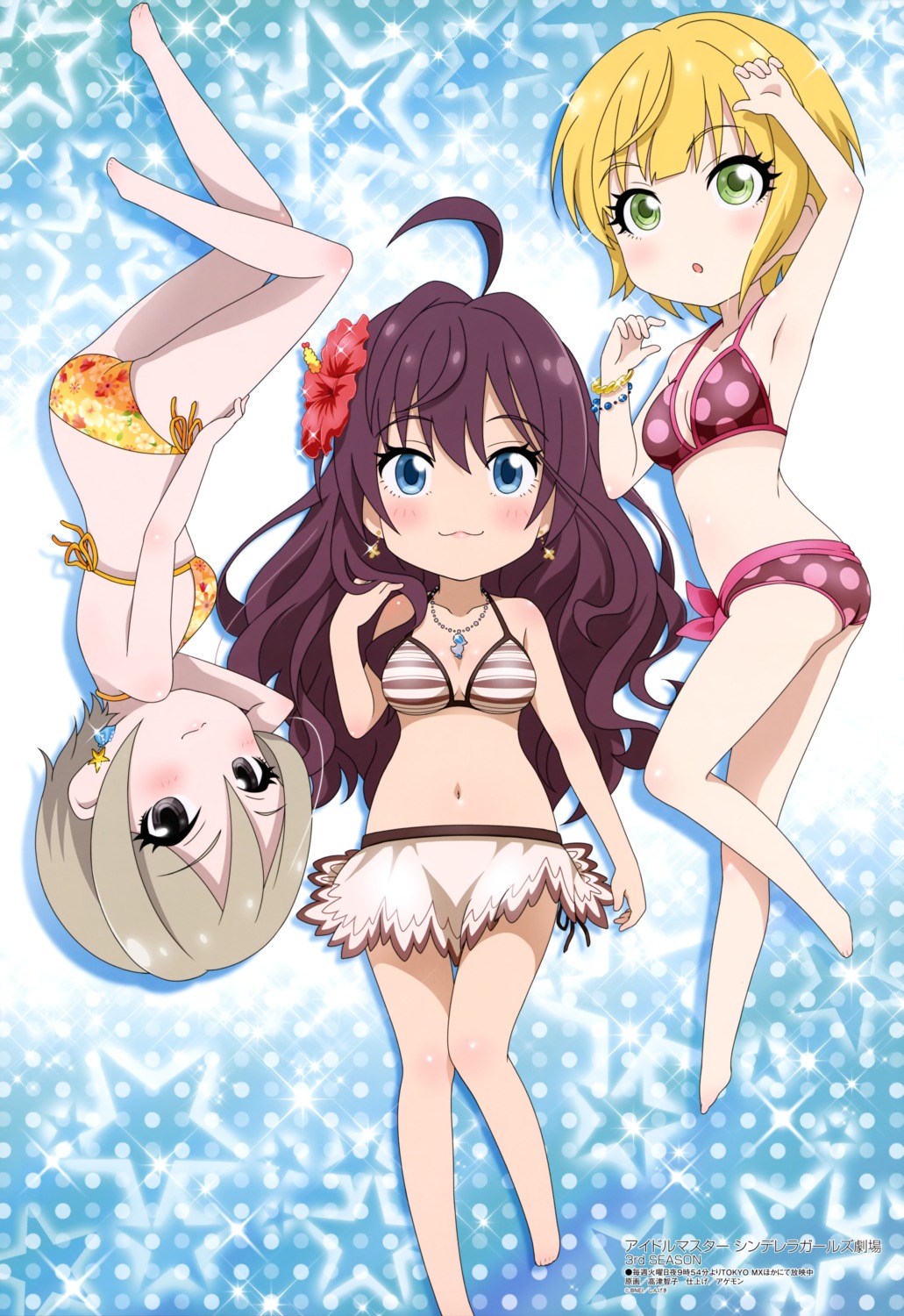 bikini chibi cleavage ichinose_shiki miyamoto_frederica shiomi_shuuko swimsuits takatsu_tomoko the_idolm@ster the_idolm@ster_cinderella_girls