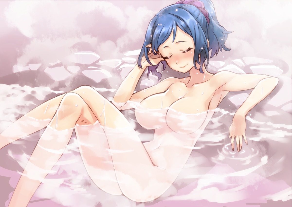 gundam gundam_build_fighters iori_rinko matsuryuu naked onsen