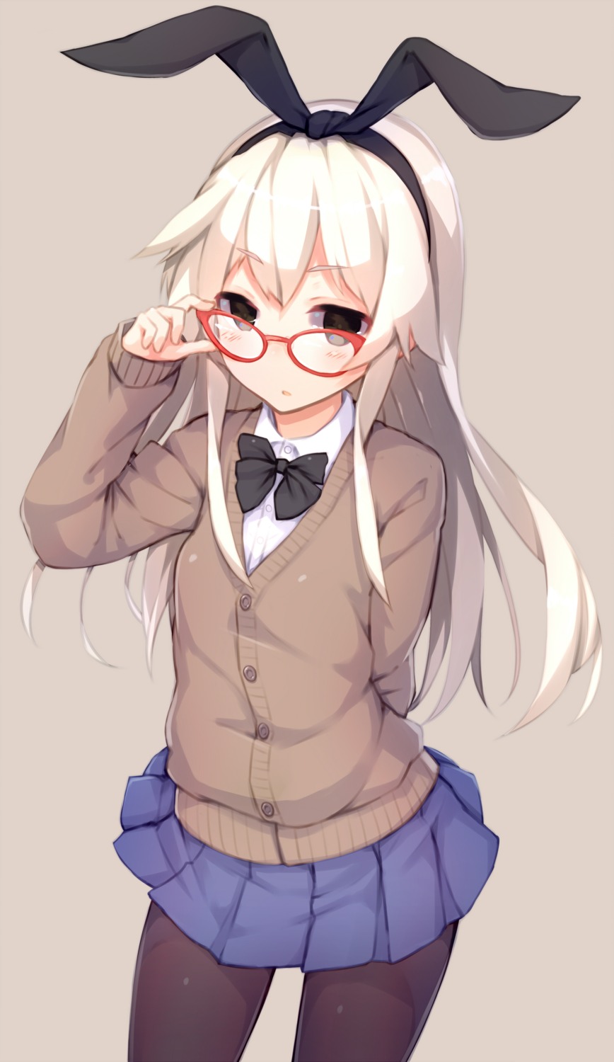 kantai_collection kato_roku megane pantyhose seifuku shimakaze_(kancolle) sweater