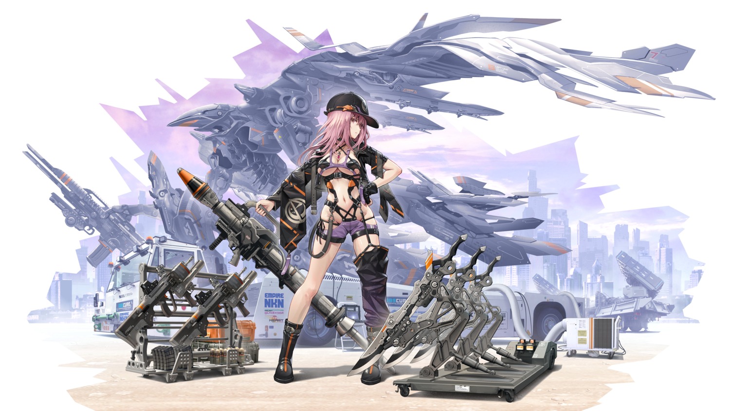 bikini_armor mecha pantsu string_panties wallpaper weapon