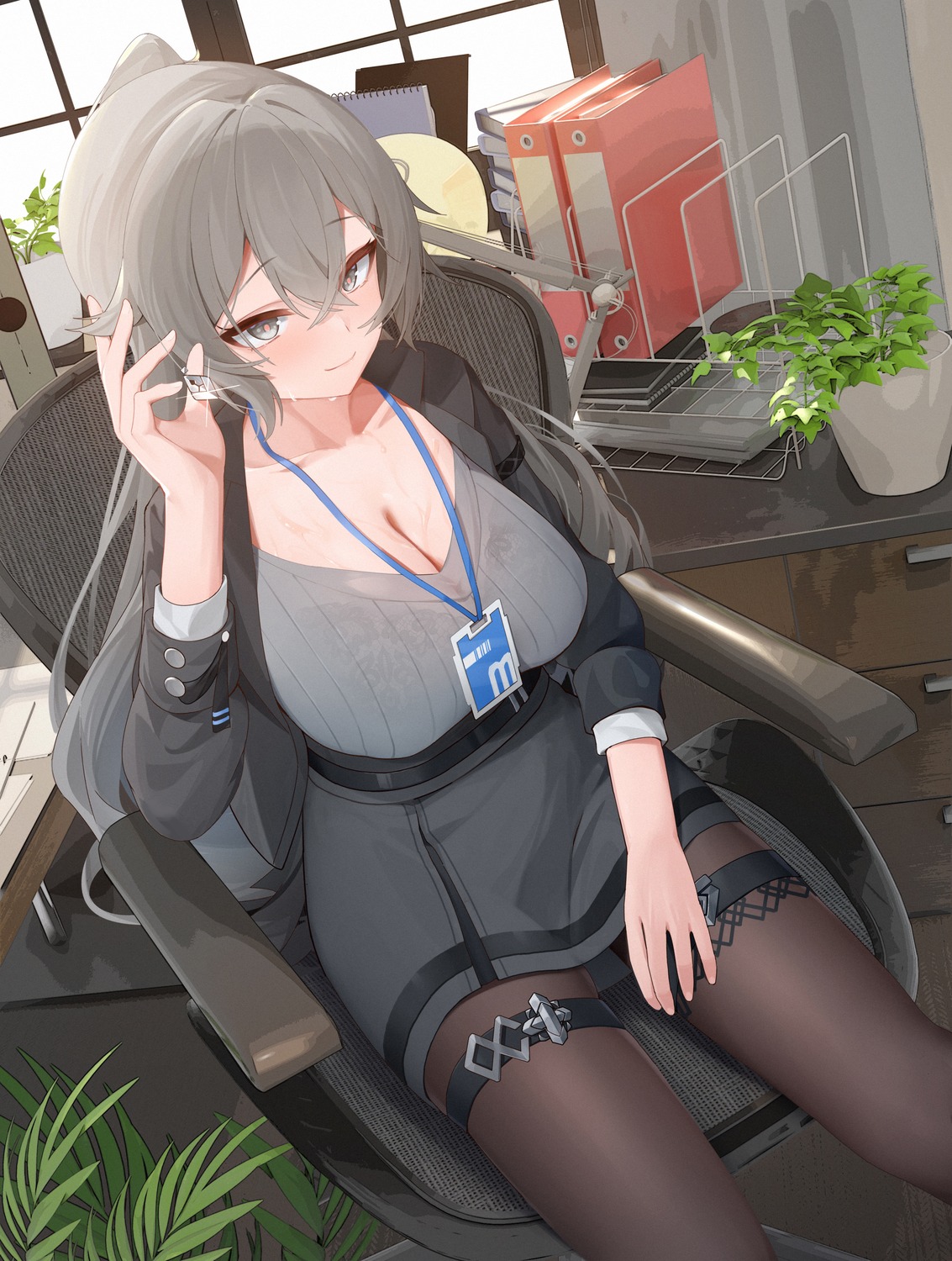 benghuai_xueyuan bra bronya_zaychik garter honkai_impact pantyhose see_through sweater wet wood_cube