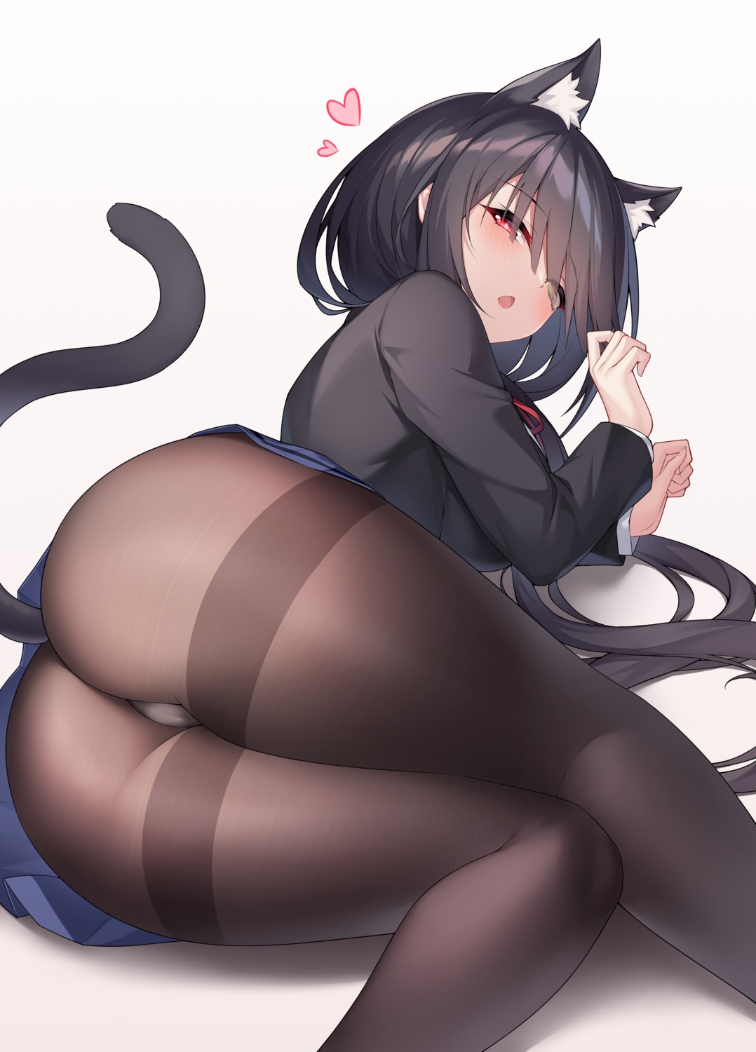 animal_ears ass cameltoe date_a_live heterochromia nekomimi pantsu pantyhose seifuku skirt_lift tail thong tokisaki_kurumi zhi_jiyang