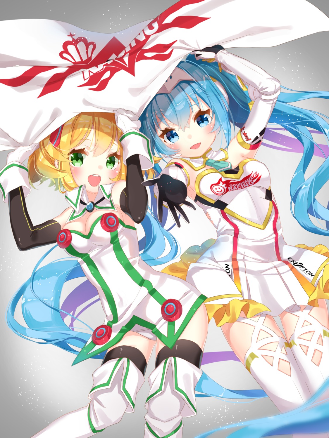 cleavage crossover dress hacka_doll hacka_doll_no._1 hatsune_miku jimmy_madomagi thighhighs vocaloid