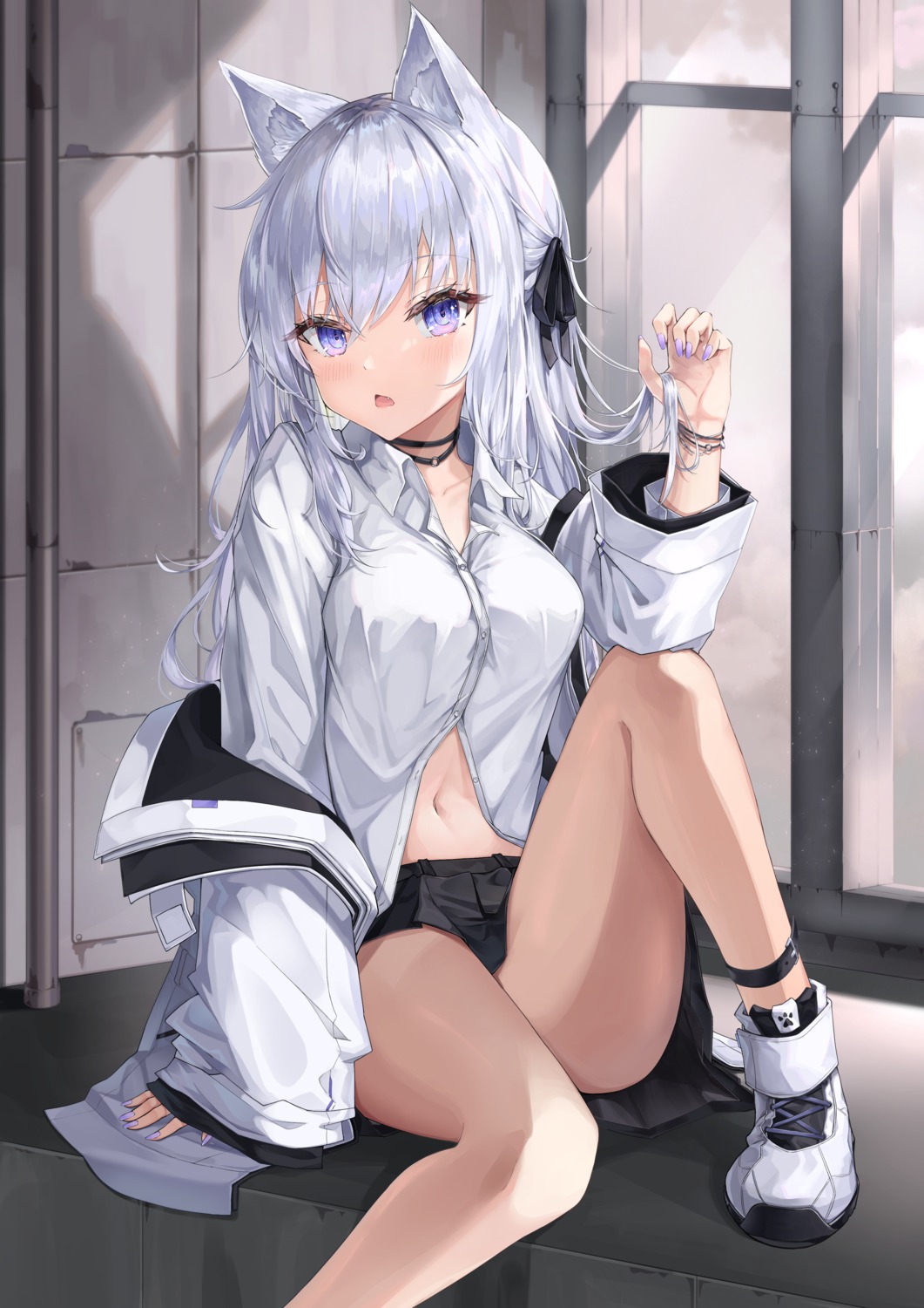 animal_ears nekomimi seifuku skirt_lift yeosi