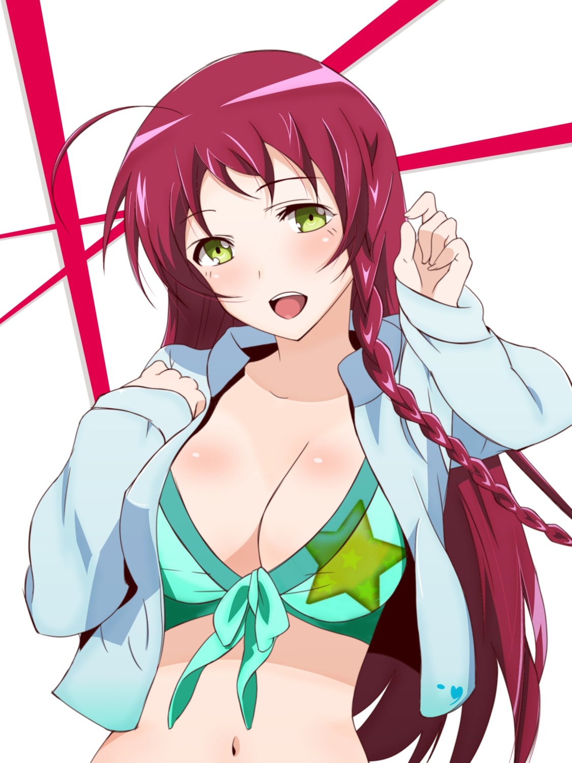 bikini cleavage hataraku_maou-sama! open_shirt sironezumi125 swimsuits yusa_emi