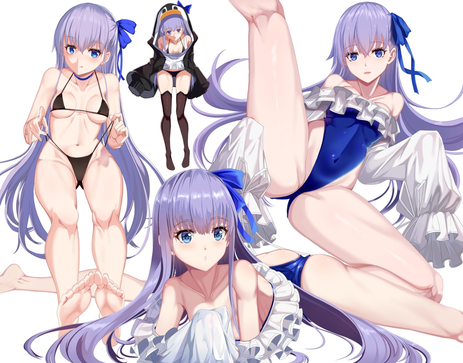 bikini breast_hold cameltoe fate/grand_order gatari meltryllis open_shirt swimsuits thighhighs wardrobe_malfunction