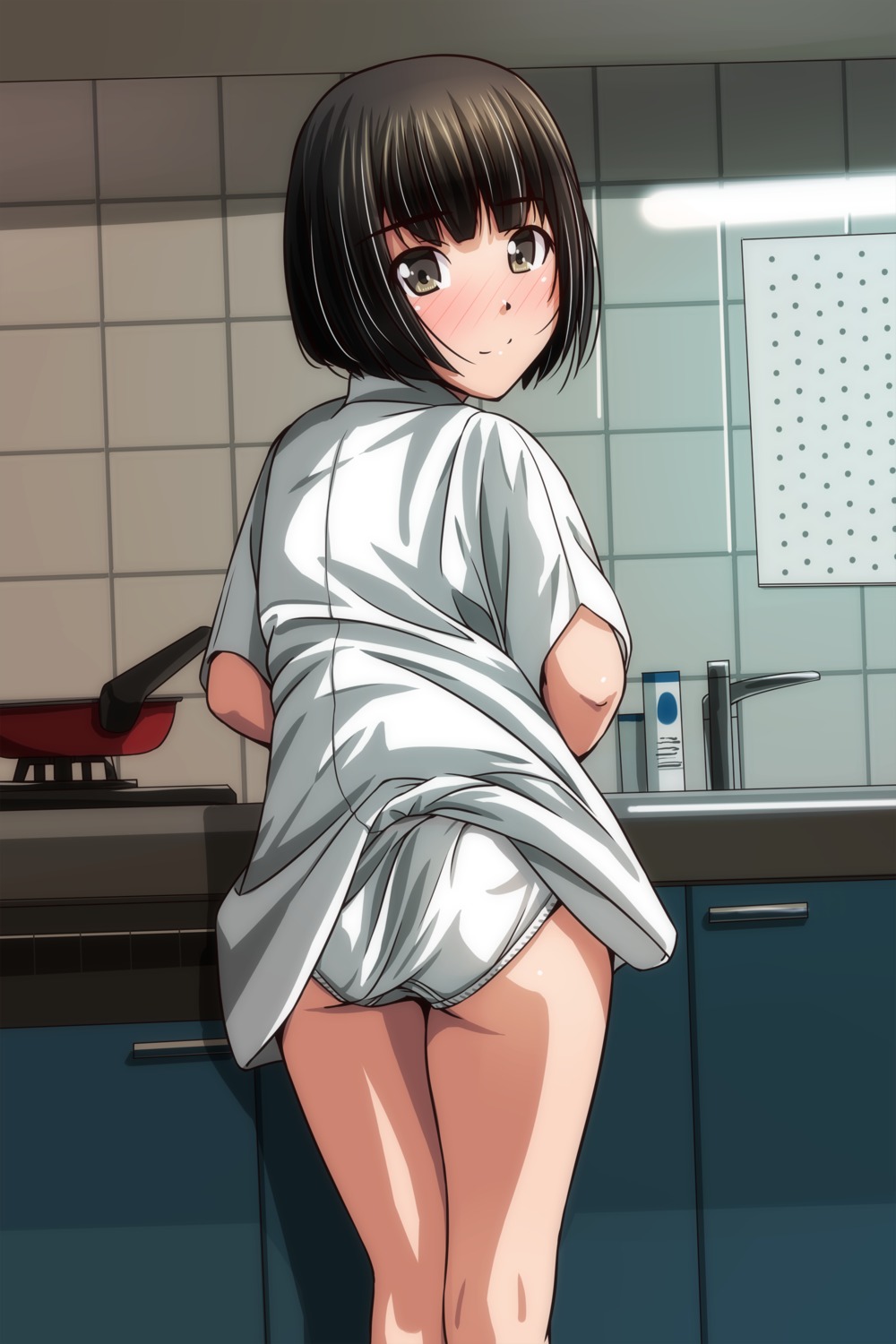 ass dress_shirt loli matsunaga_kouyou pantsu shirt_lift