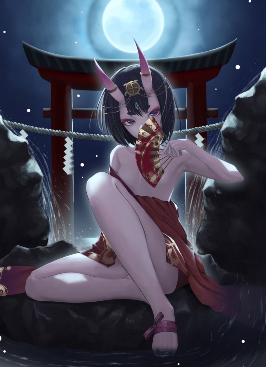 breasts fate/grand_order horns japanese_clothes no_bra shuten_douji_(fate/grand_order) tagme wet