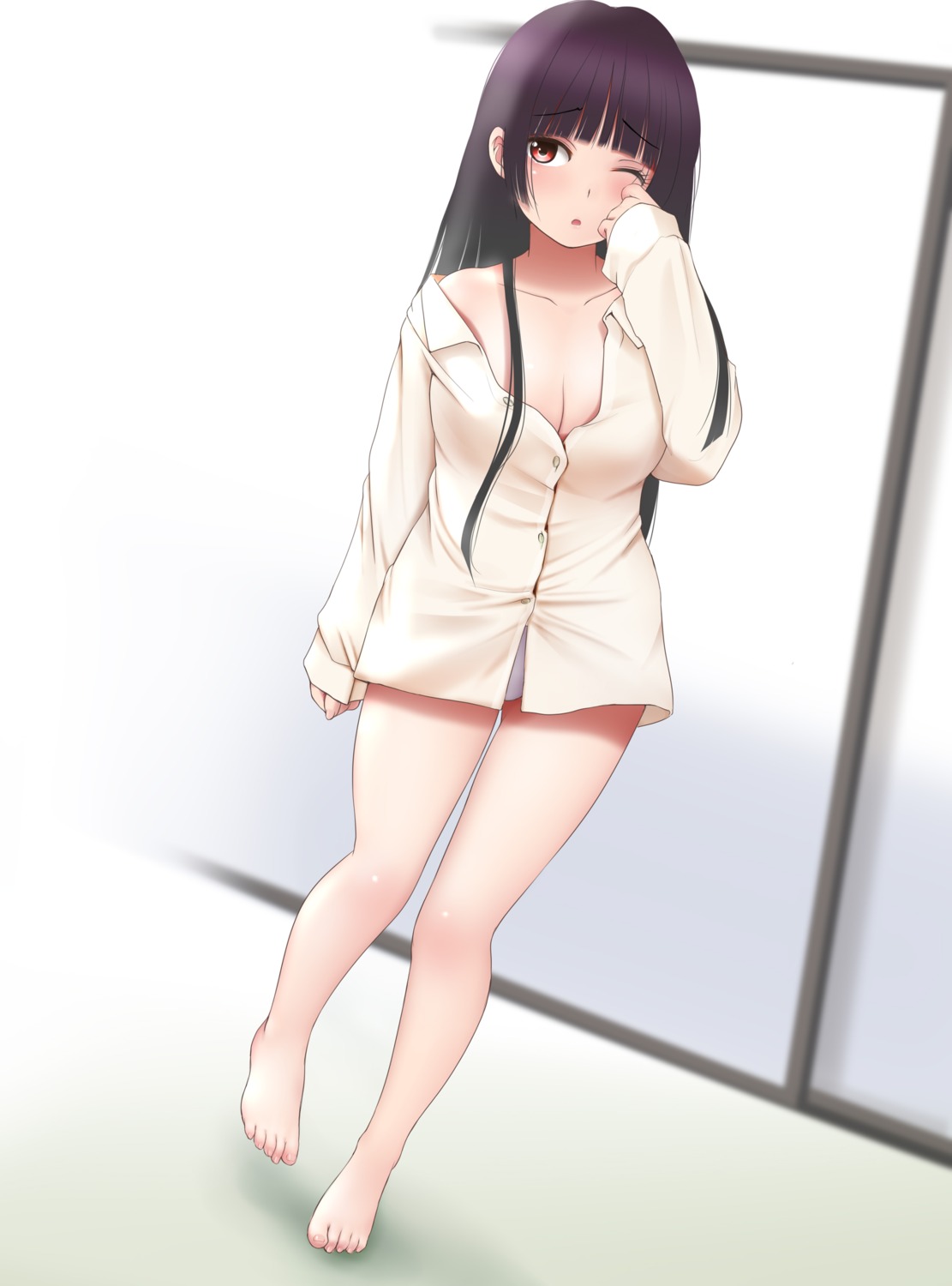 cleavage dress_shirt kozue_akari pantsu