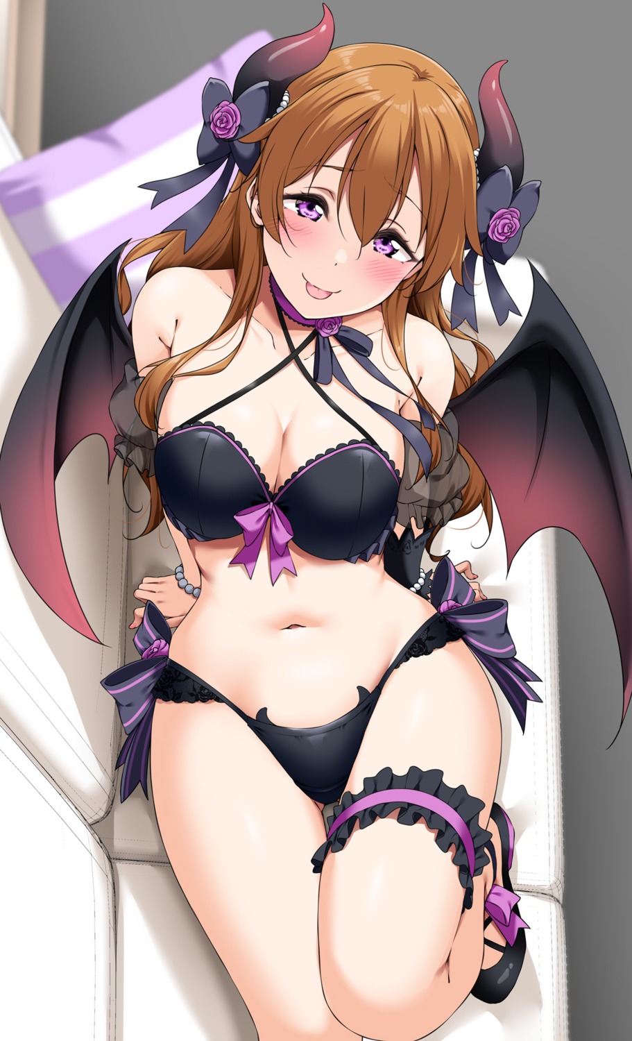 bra devil garter horns konoe_kanata love_live!_nijigasaki_high_school_idol_club pantsu see_through thong wings yopparai_oni