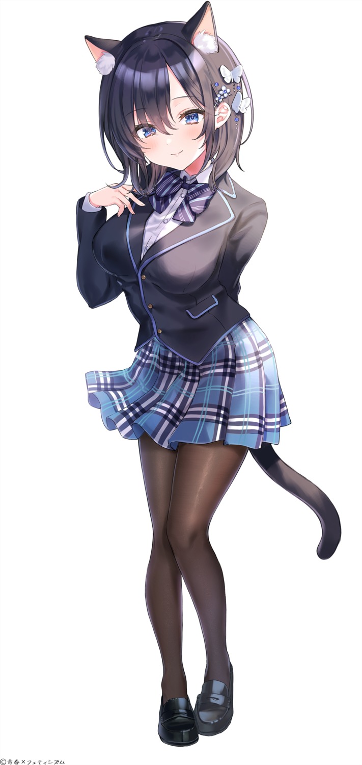 animal_ears aoharu_x_fetishism nekomimi nekoyashiki_pushio pantyhose seifuku skirt_lift tail