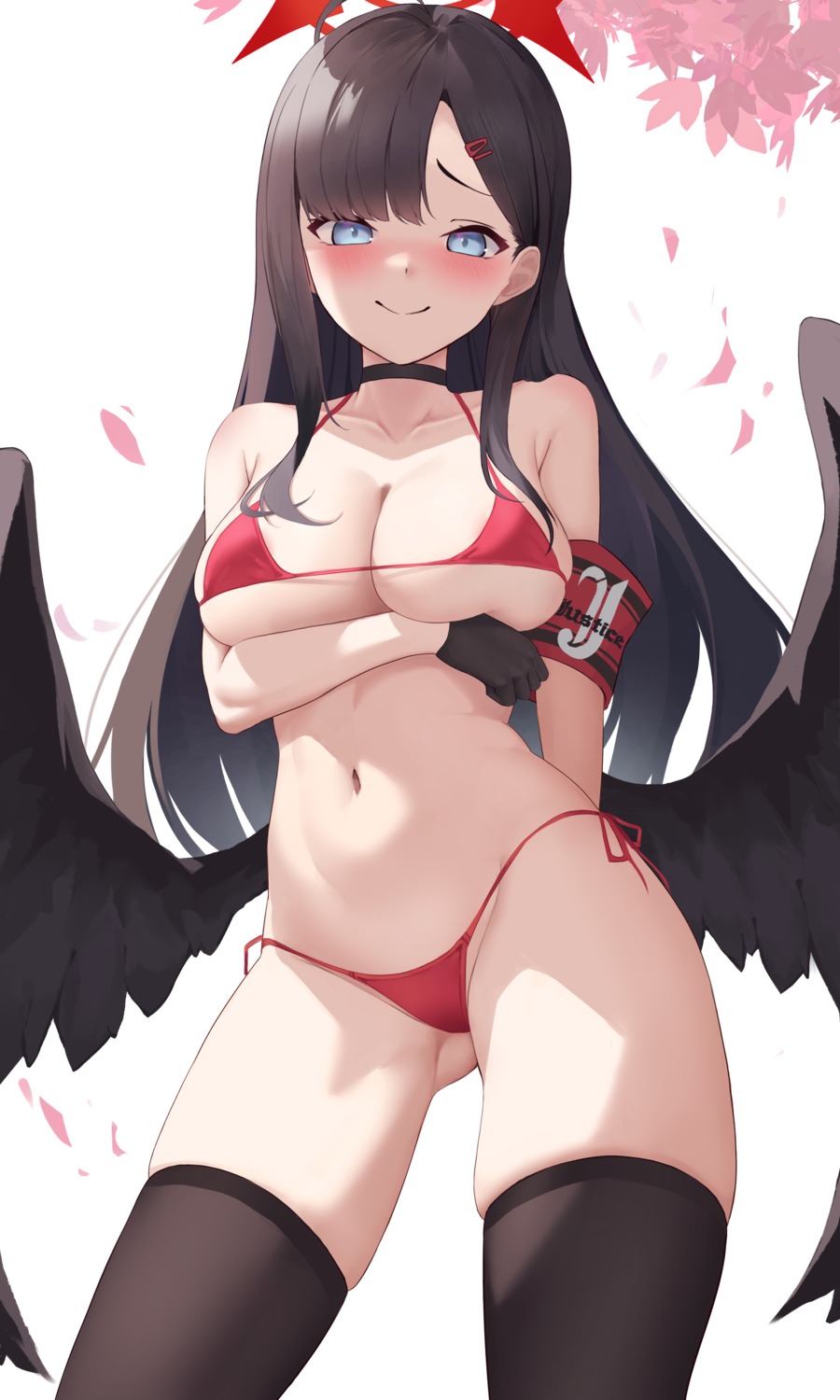 angel bikini blue_archive jixo_(user_nzhc8728) nakamasa_ichika swimsuits thighhighs wings