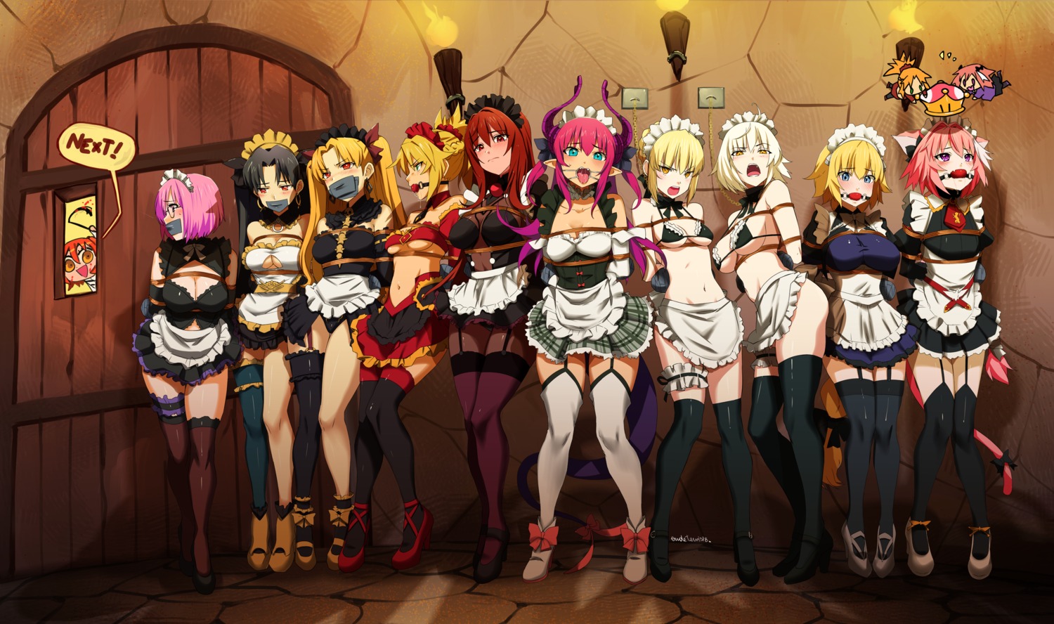 animal_ears artoria_pendragon_(lancer) astolfo_(fate) bikini bondage cleavage elizabeth_bathory ereshkigal_(fate/grand_order) eudetenis fate/grand_order fujimaru_ritsuka_(female) garter heels horns ishtar_(fate/grand_order) jeanne_d'arc jeanne_d'arc_(alter)_(fate) jeanne_d'arc_(fate) maid mash_kyrielight megane mordred_(fate) nekomimi pointy_ears saber saber_alter scathach_(fate/grand_order) stockings swimsuits tail thighhighs trap