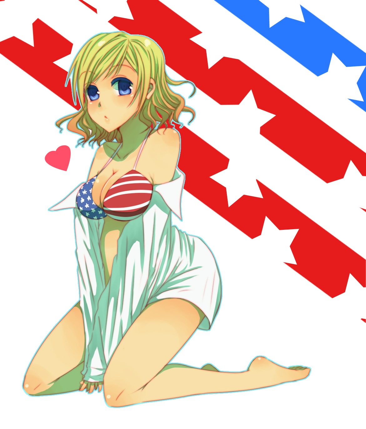 bikini_top cleavage dress_shirt hetalia_axis_powers kisaragi_tomokaori swimsuits