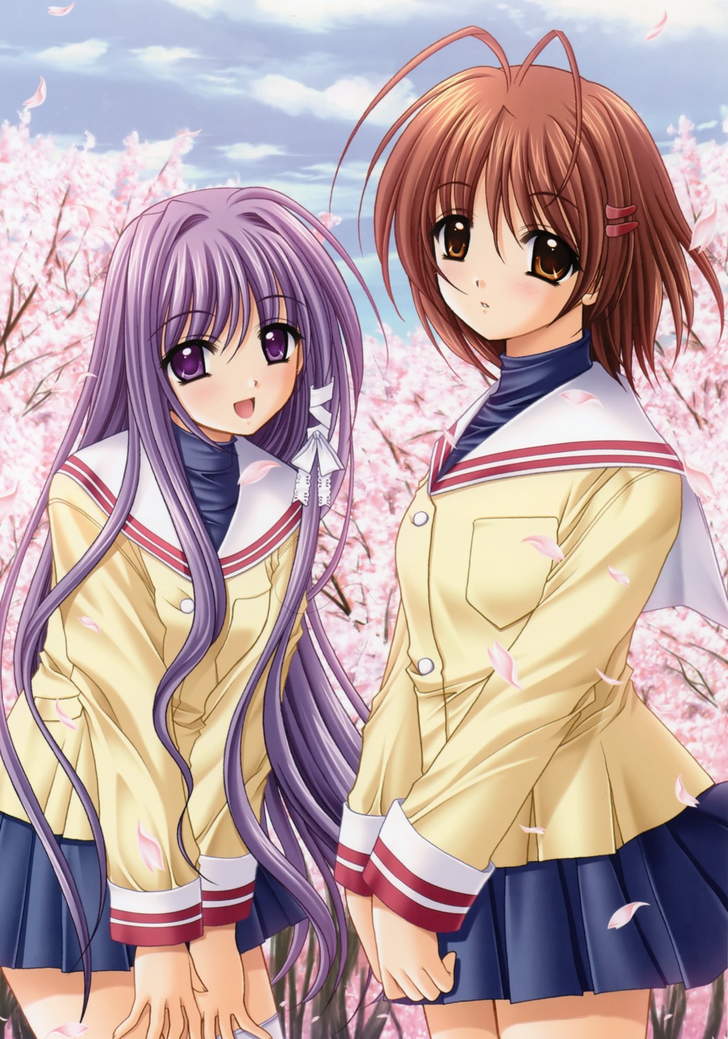 clannad fujibayashi_kyou furukawa_nagisa nishimata_aoi seifuku