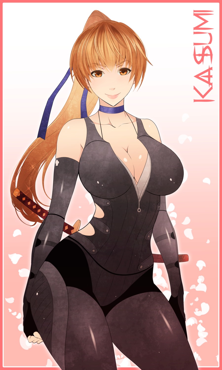 bodysuit cleavage crimeglass dead_or_alive kasumi sword