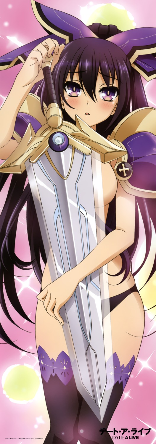 armor date_a_live habe_takashi pantsu stick_poster sword thighhighs topless yatogami_tooka