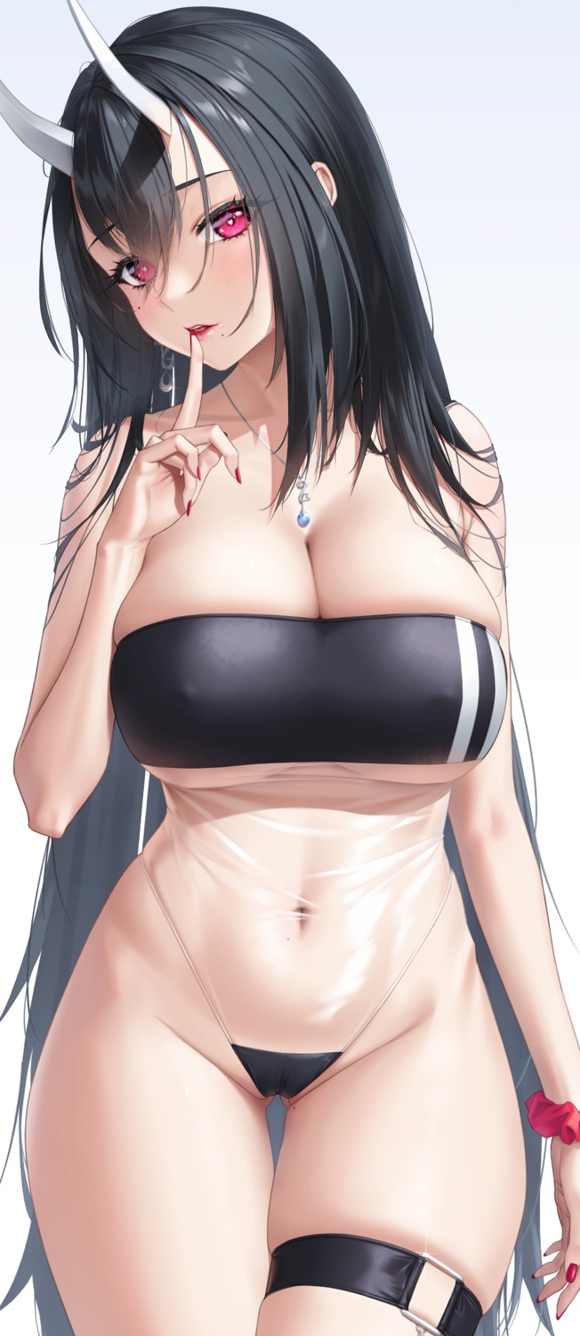 cameltoe erect_nipples garter horns see_through silver_tokki swimsuits