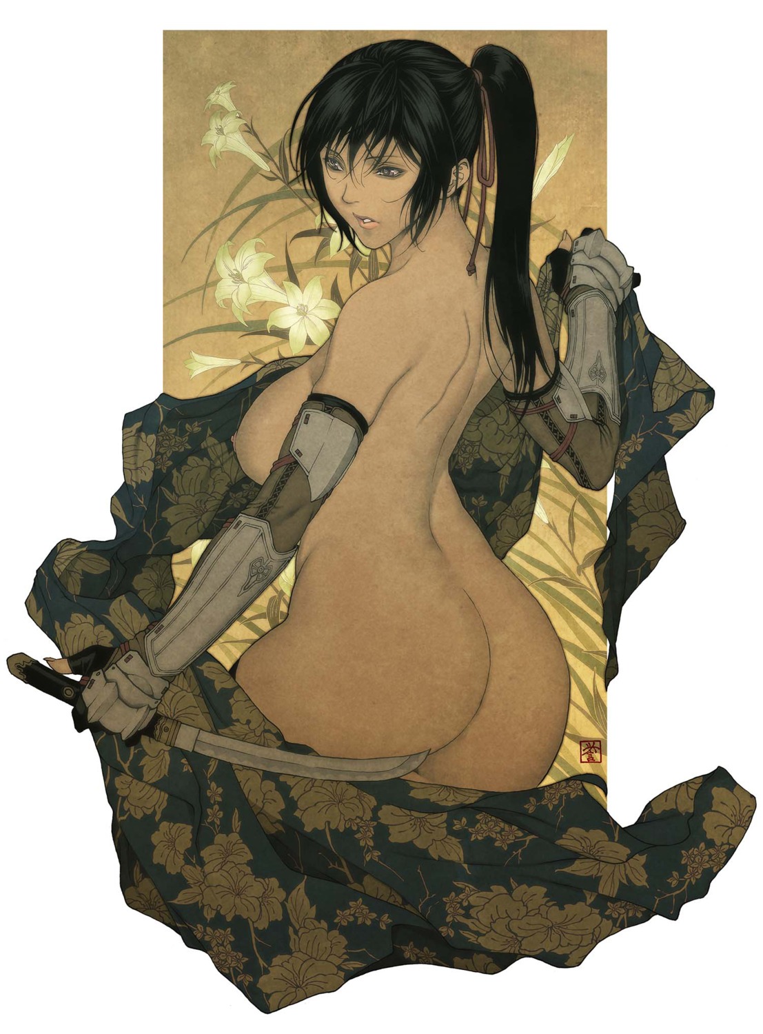 armor ass homare naked nipples weapon