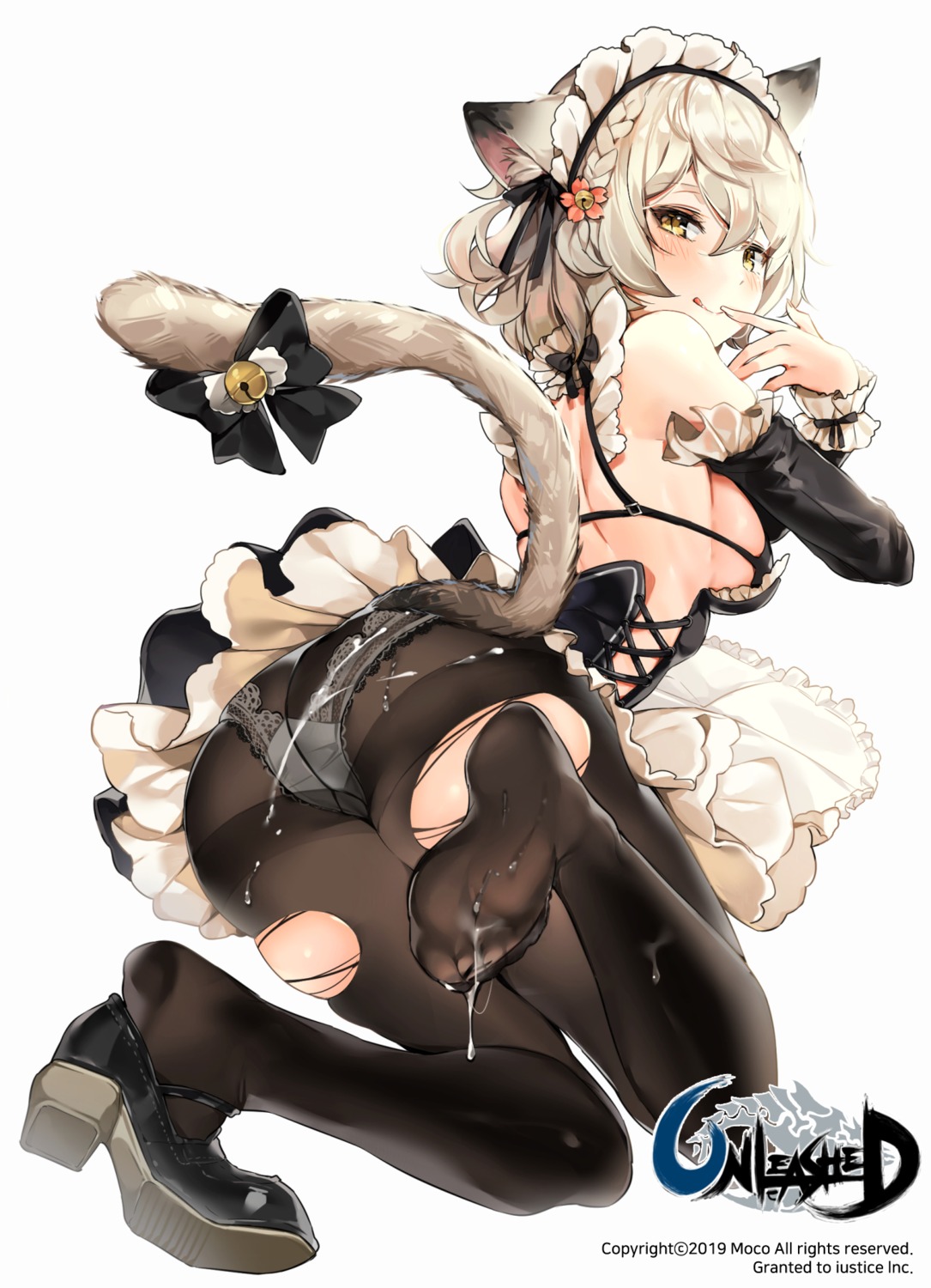 animal_ears ass bra cum feet heels maid nekomimi onew pantsu pantyhose skirt_lift tail torn_clothes unleashed