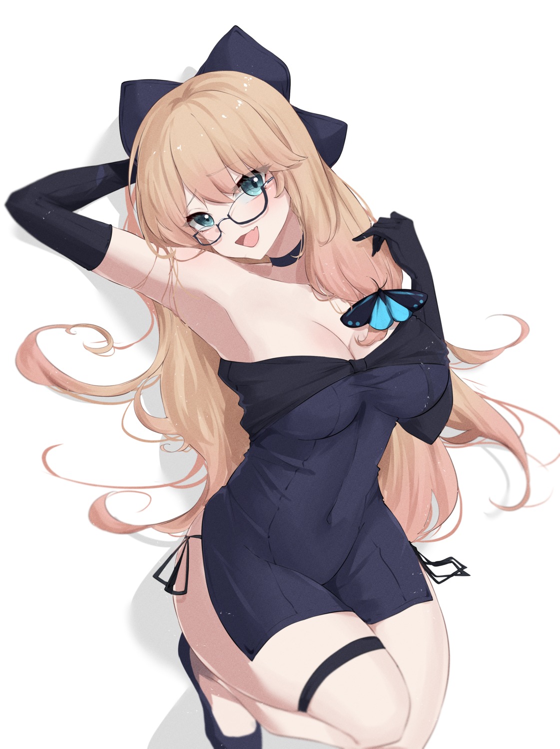 cleavage dress feint721 garter megane no_bra pantsu string_panties