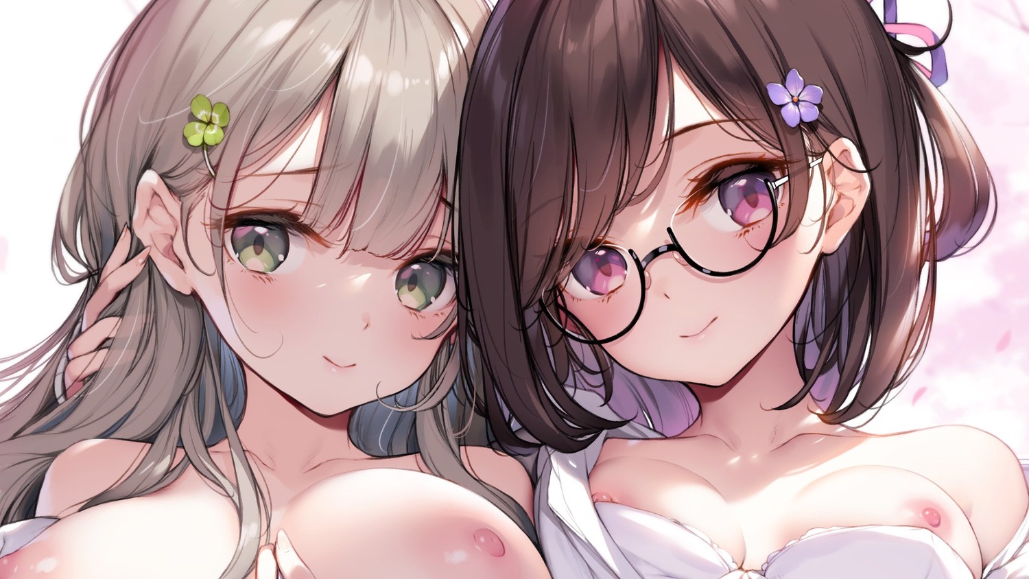 bra breasts ke-ta megane nipples no_bra open_shirt