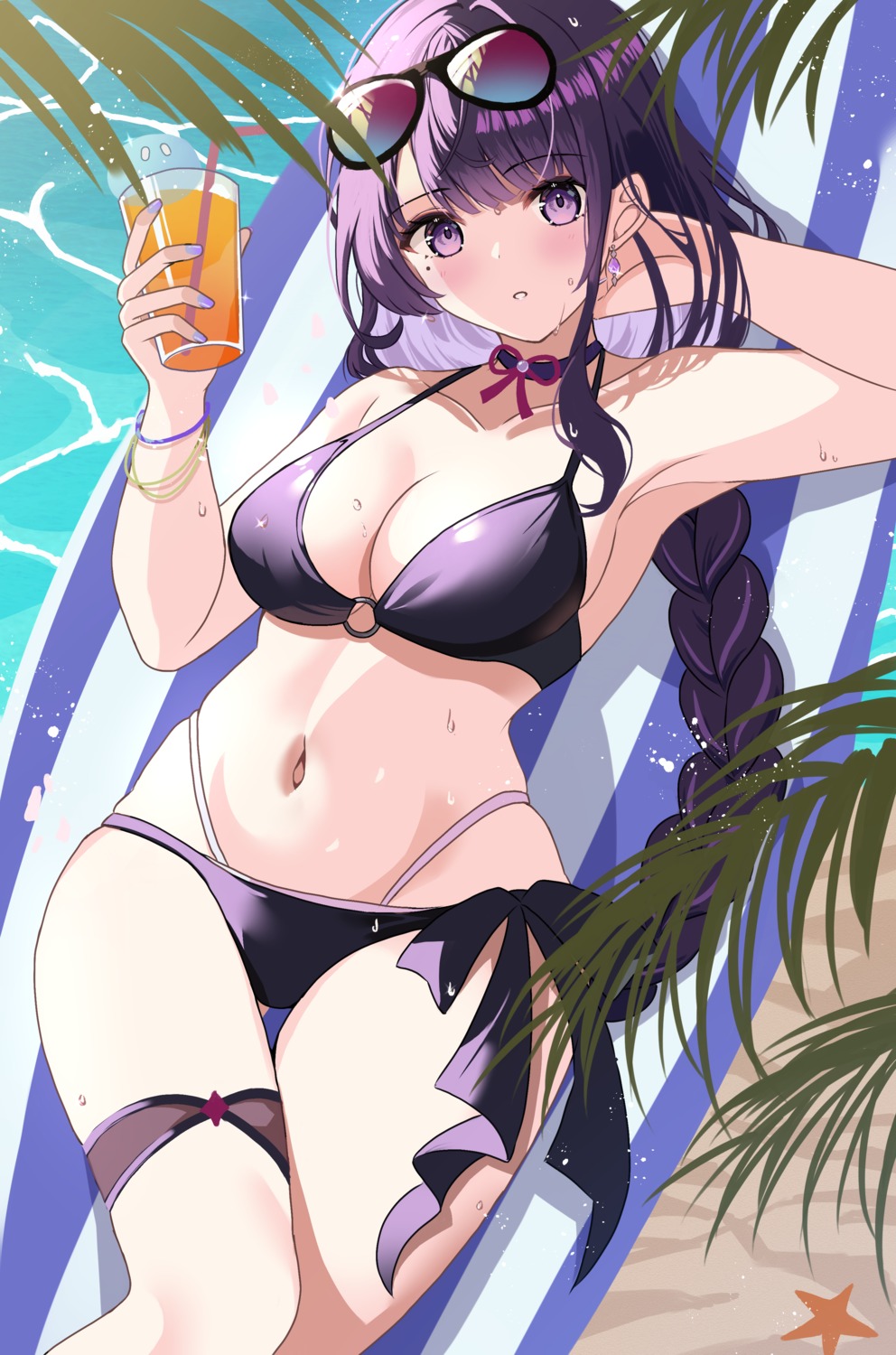 bikini garter genshin_impact megane raiden_shogun rererere_mon swimsuits