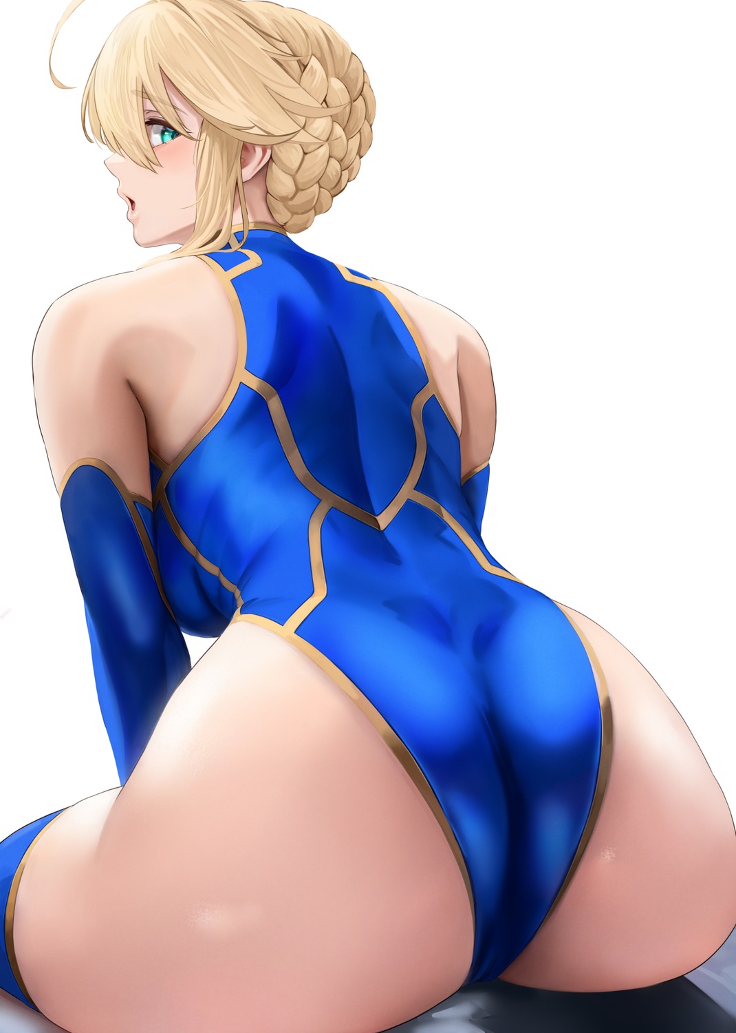 artoria_pendragon_(lancer) ass fate/grand_order leotard thighhighs yamaneko_(tkdrumsco)