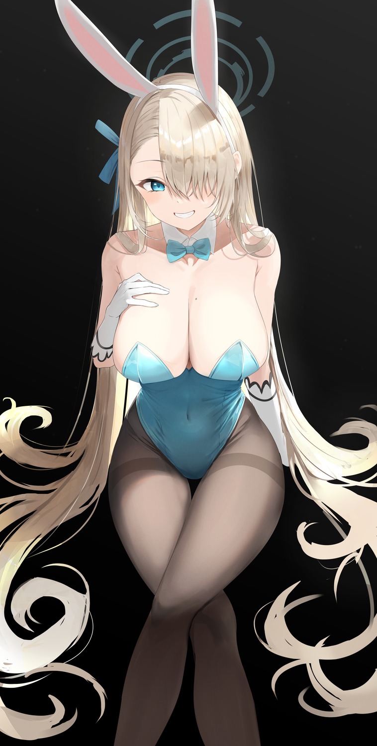 animal_ears blue_archive bunny_ears bunny_girl halo ichinose_asuna no_bra pantyhose three_twosix